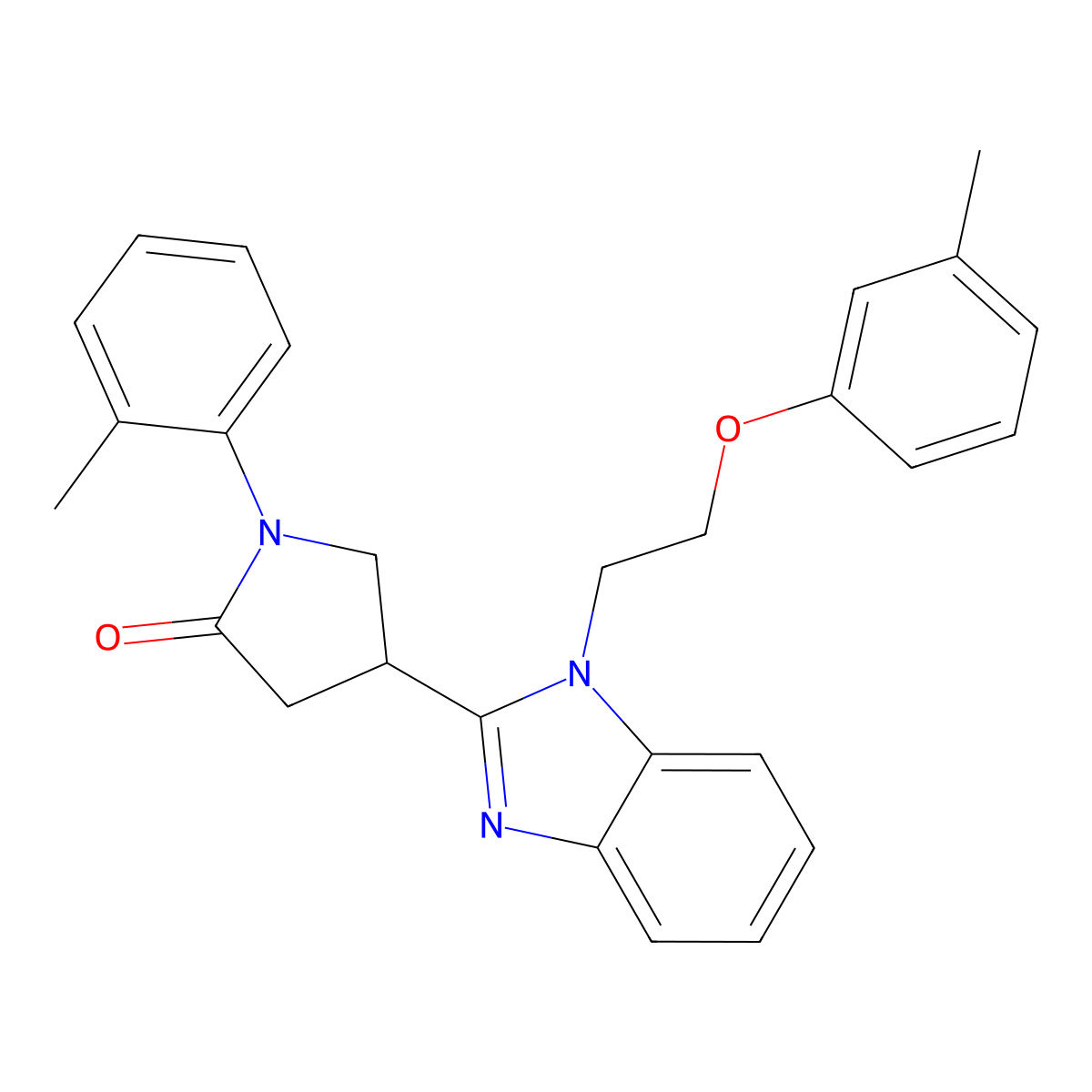 1-(o-tolyl)-4-(1-(2-(m-tolyloxy)ethyl)-1H-benzo[d]imidazol-2-yl)pyrrolidin-2-one molecular structure, CAS 846600-38-2