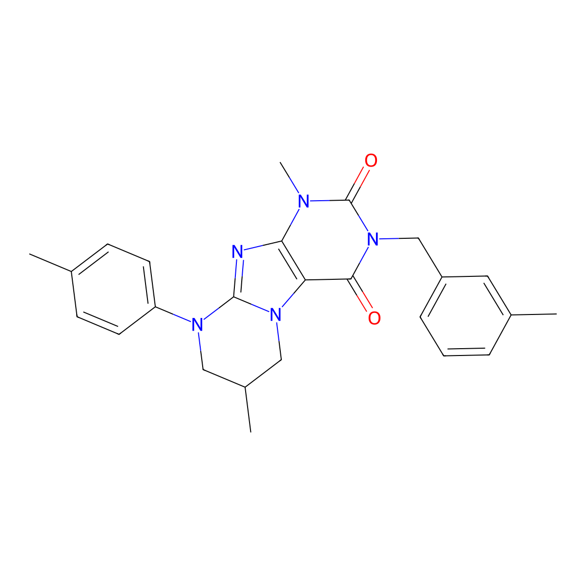 1,7-dimethyl-9-(4-methylphenyl)-3-[(3-methylphenyl)methyl]-7,8-dihydro-6H-purino[7,8-a]pyrimidine-2,4-dione molecular structure, CAS 846600-53-1