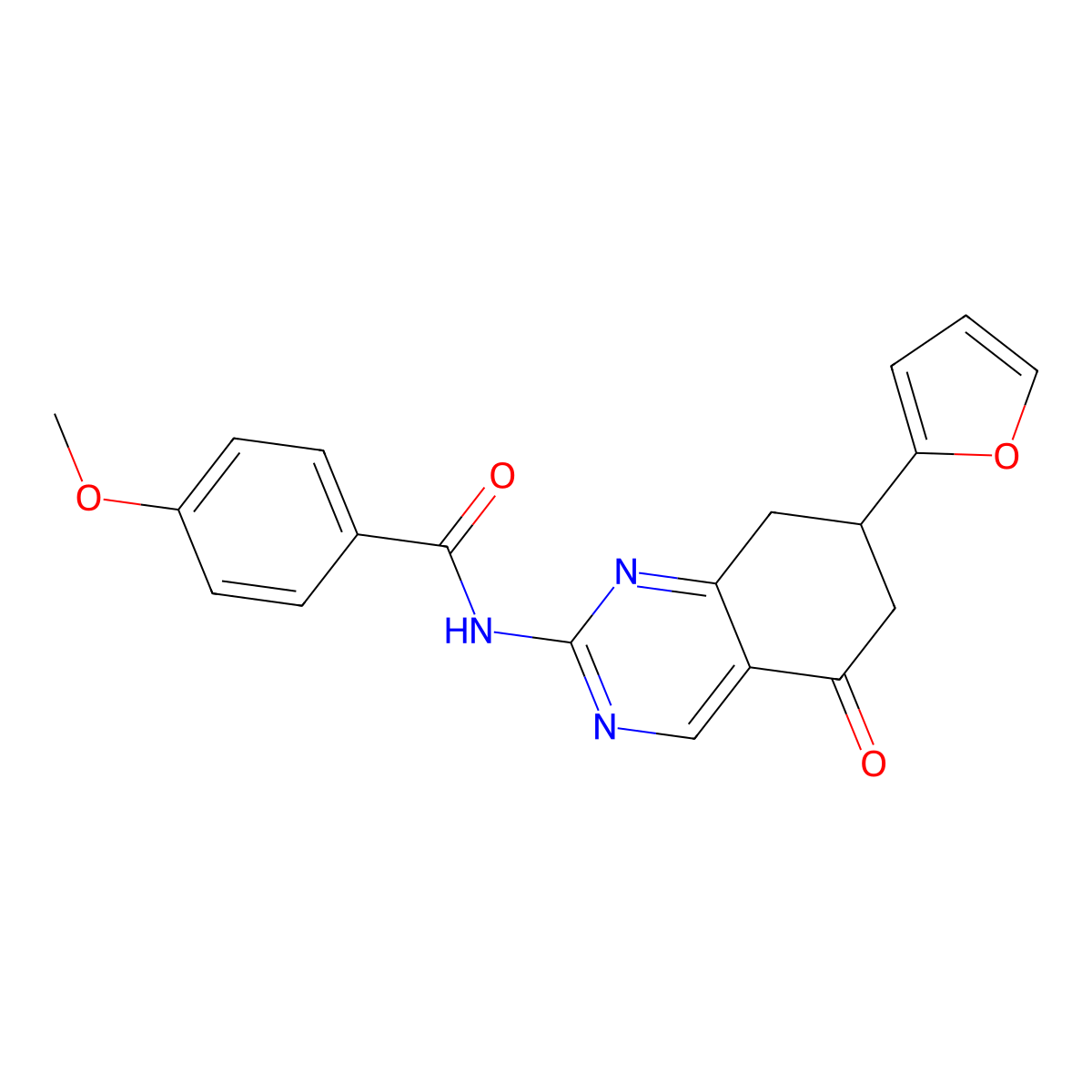 N-[7-(furan-2-yl)-5-oxo-5,6,7,8-tetrahydroquinazolin-2-yl]-4-methoxybenzamide molecular structure, CAS 846600-56-4