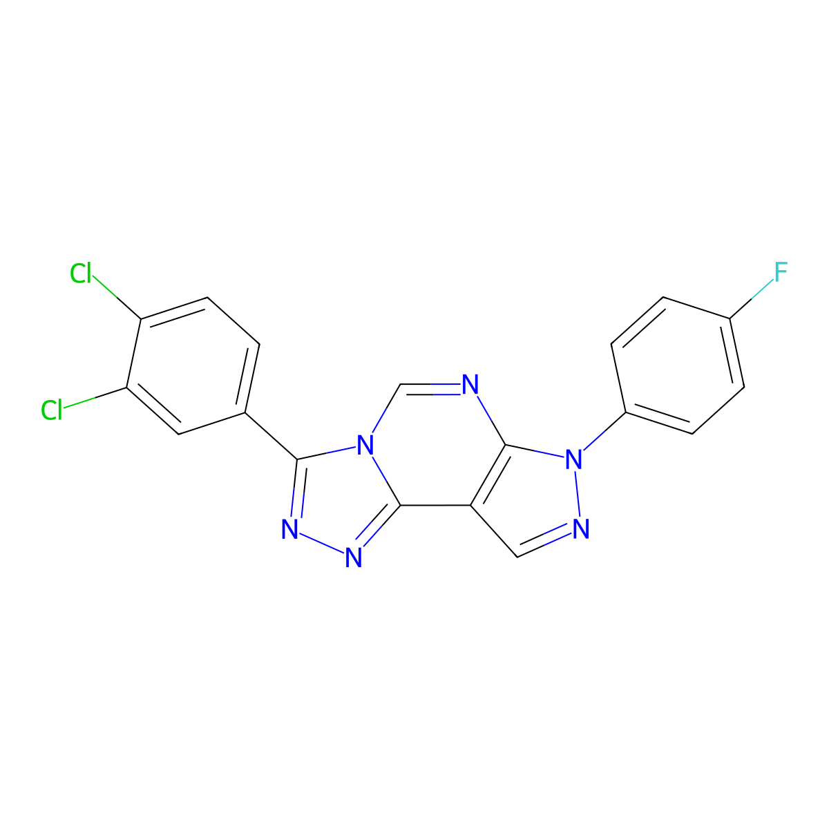 3-(3,4-dichlorophenyl)-7-(4-fluorophenyl)-7H-pyrazolo[4,3-e][1,2,4]triazolo[4,3-c]pyrimidine molecular structure, CAS 846600-73-5