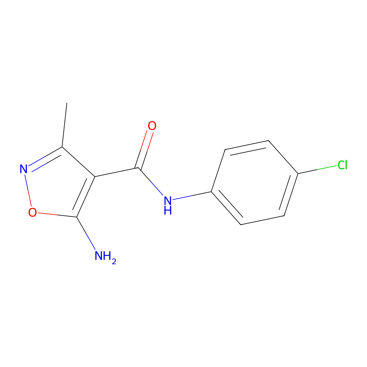 5-amino-N-(4-chlorophenyl)-3-methyl-1,2-oxazole-4-carboxamide molecular structure, CAS 84661-32-5