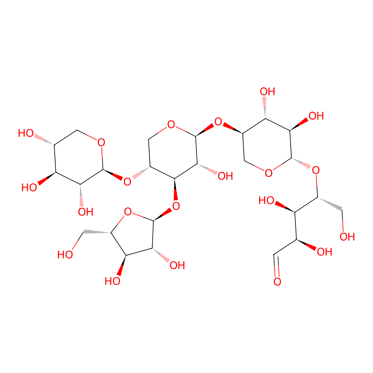Araf(a1-3)[Xyl(b1-4)]Xyl(b1-4)Xyl(b1-4)aldehydo-Xyl molecular structure, CAS 84666-93-3