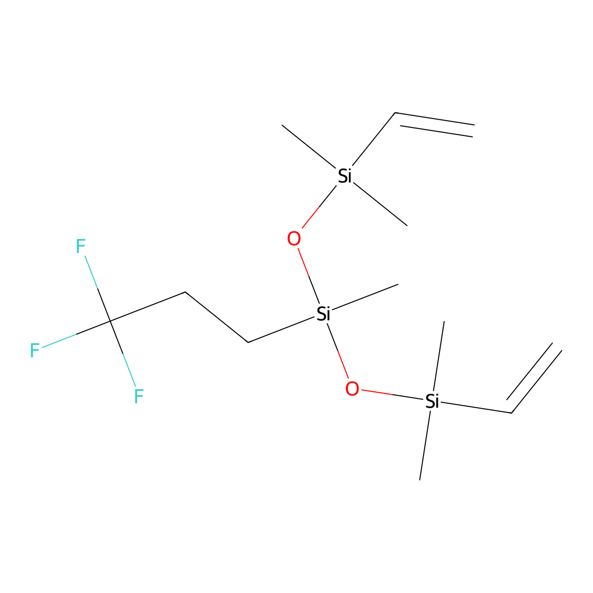 Bis[[ethenyl(dimethyl)silyl]oxy]-methyl-(3,3,3-trifluoropropyl)silane molecular structure, CAS 84668-17-7