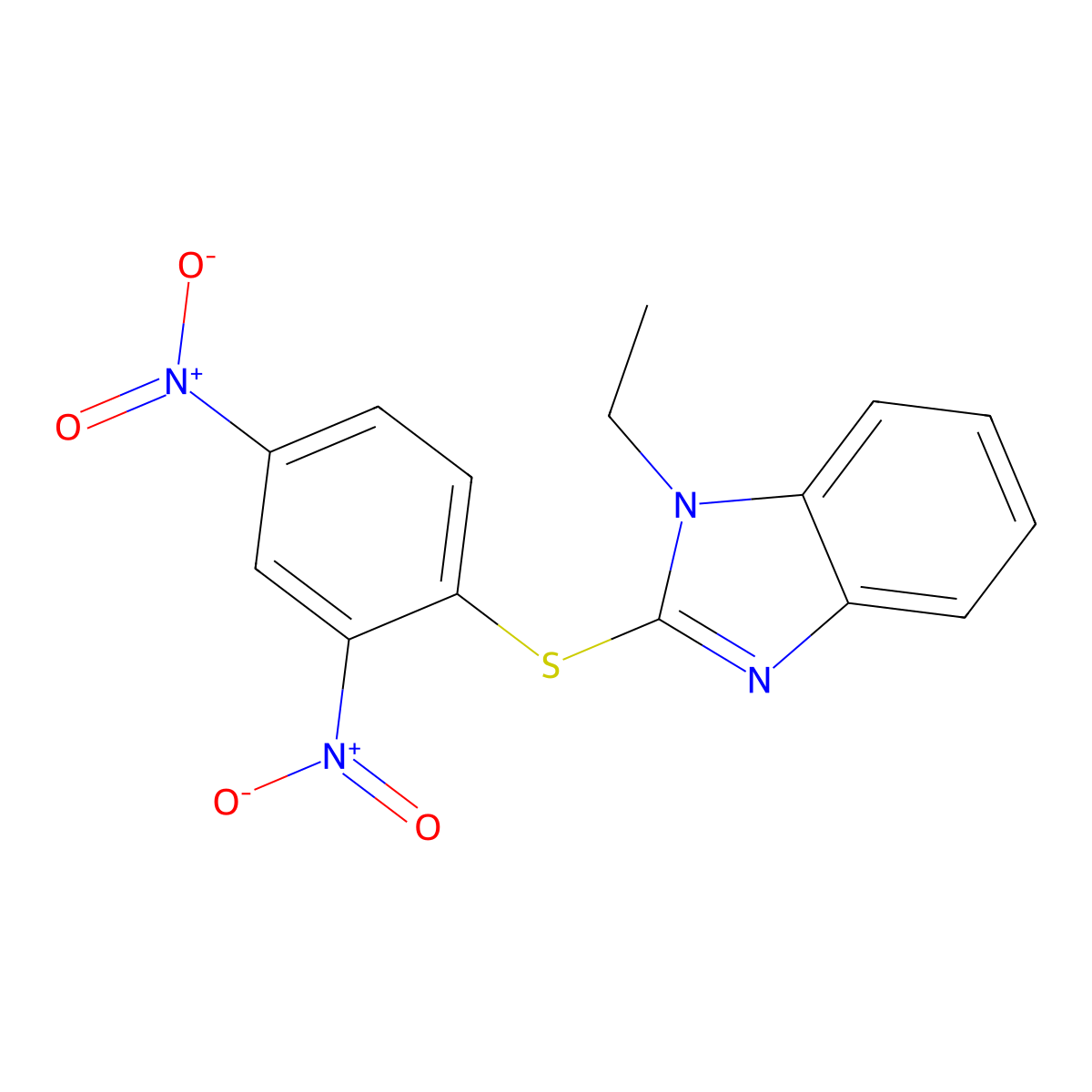 2-(2,4-Dinitrophenyl)sulfanyl-1-ethylbenzimidazole molecular structure, CAS 84669-78-3