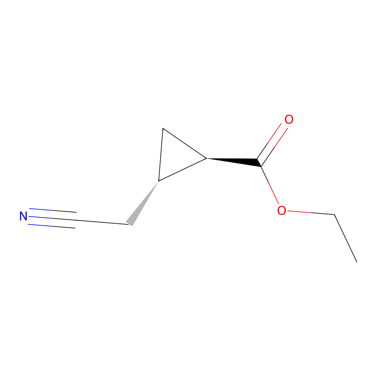 Ethyl trans-2-(cyanomethyl)cyclopropane-1-carboxylate molecular structure, CAS 84673-46-1