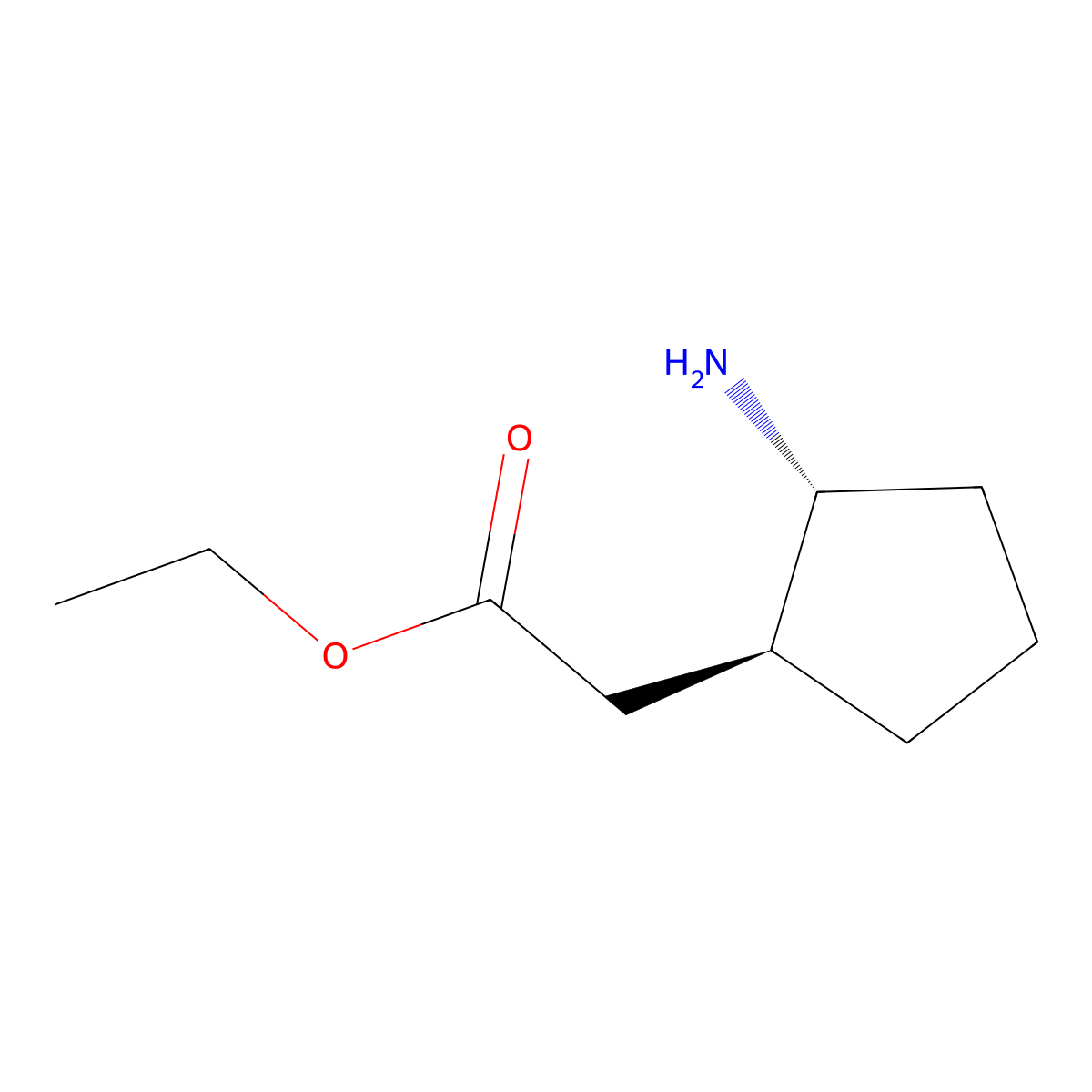 rac-ethyl 2-[(1R,2S)-2-aminocyclopentyl]acetate molecular structure, CAS 84673-62-1