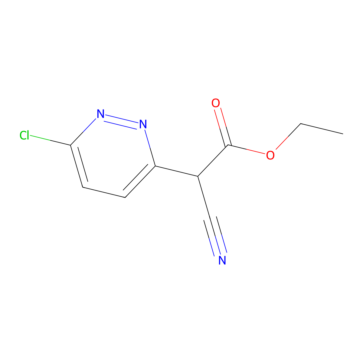 Ethyl 2-(6-chloropyridazin-3-yl)-2-cyanoacetate molecular structure, CAS 84677-45-2