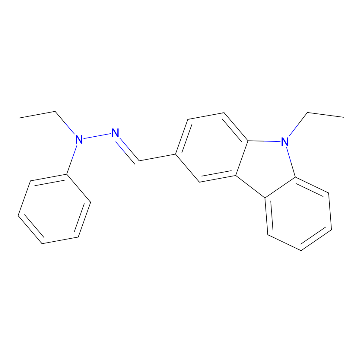 9-Ethylcarbazole-3-carboxaldehyde N-Ethyl-N-phenylhydrazone molecular structure, CAS 84678-52-4