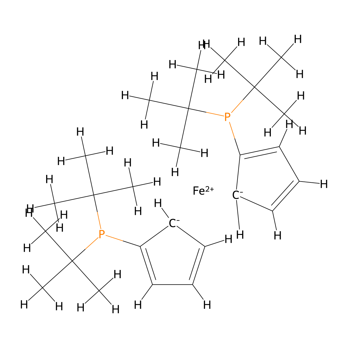 1,1'-Bis(di-tert-butylphosphino)ferrocene molecular structure, CAS 84680-95-5