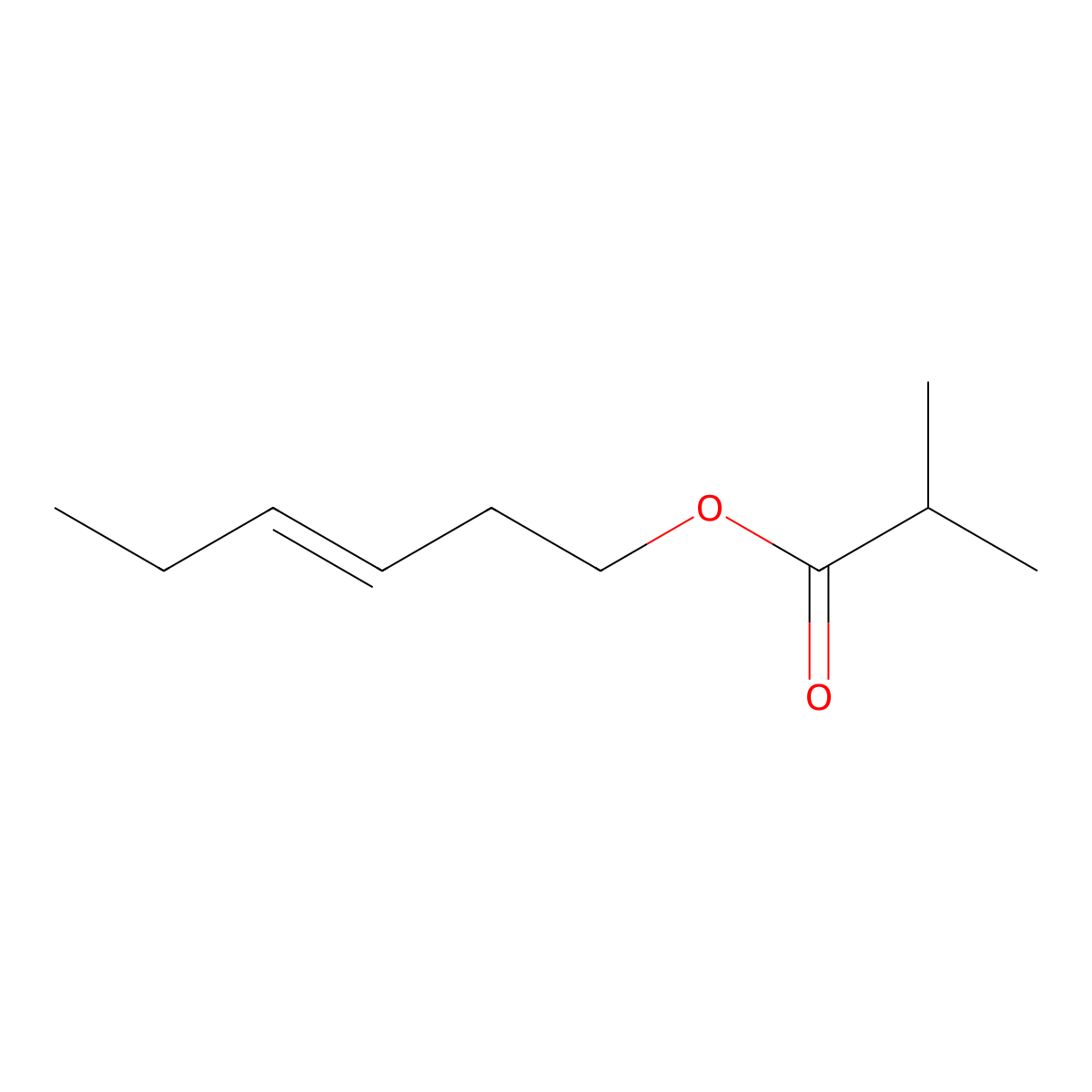 (3E)-3-Hexen-1-yl 2-methylpropanoate molecular structure, CAS 84682-20-2