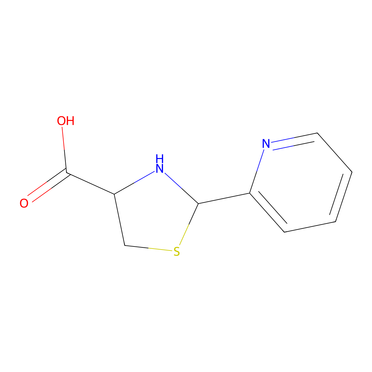 2-Pyridin-2-ylthiazolidine-4-carboxylic acid molecular structure, CAS 84682-22-4