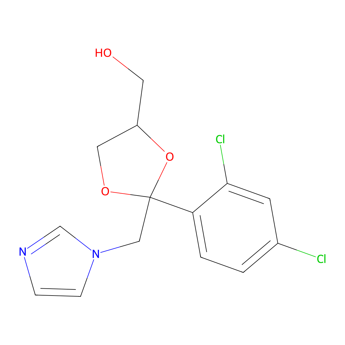 2-(2,4-Dichlorophenyl)-2-(1H-imidazol-1-ylmethyl)-1,3-dioxolane-4-methanol molecular structure, CAS 84682-23-5