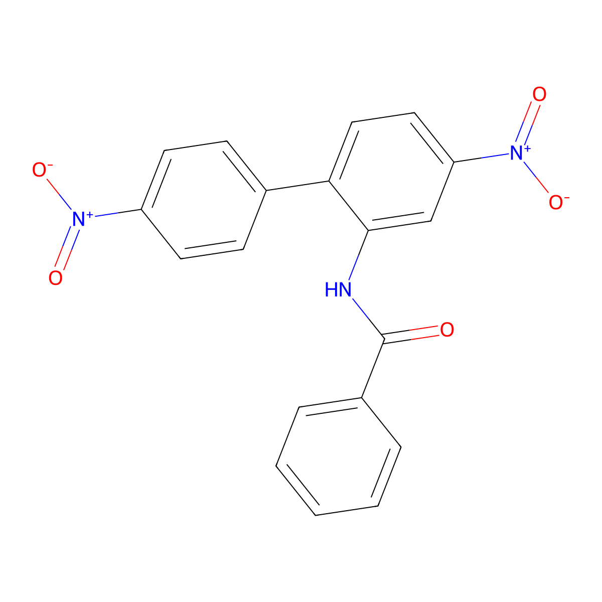 N-(4,4'-dinitro[1,1'-biphenyl]-2-yl)benzamide molecular structure, CAS 84682-33-7