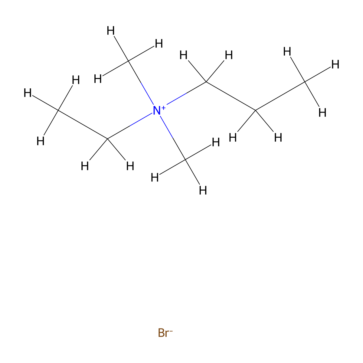 Ethyldimethylpropylammonium bromide molecular structure, CAS 84697-18-7