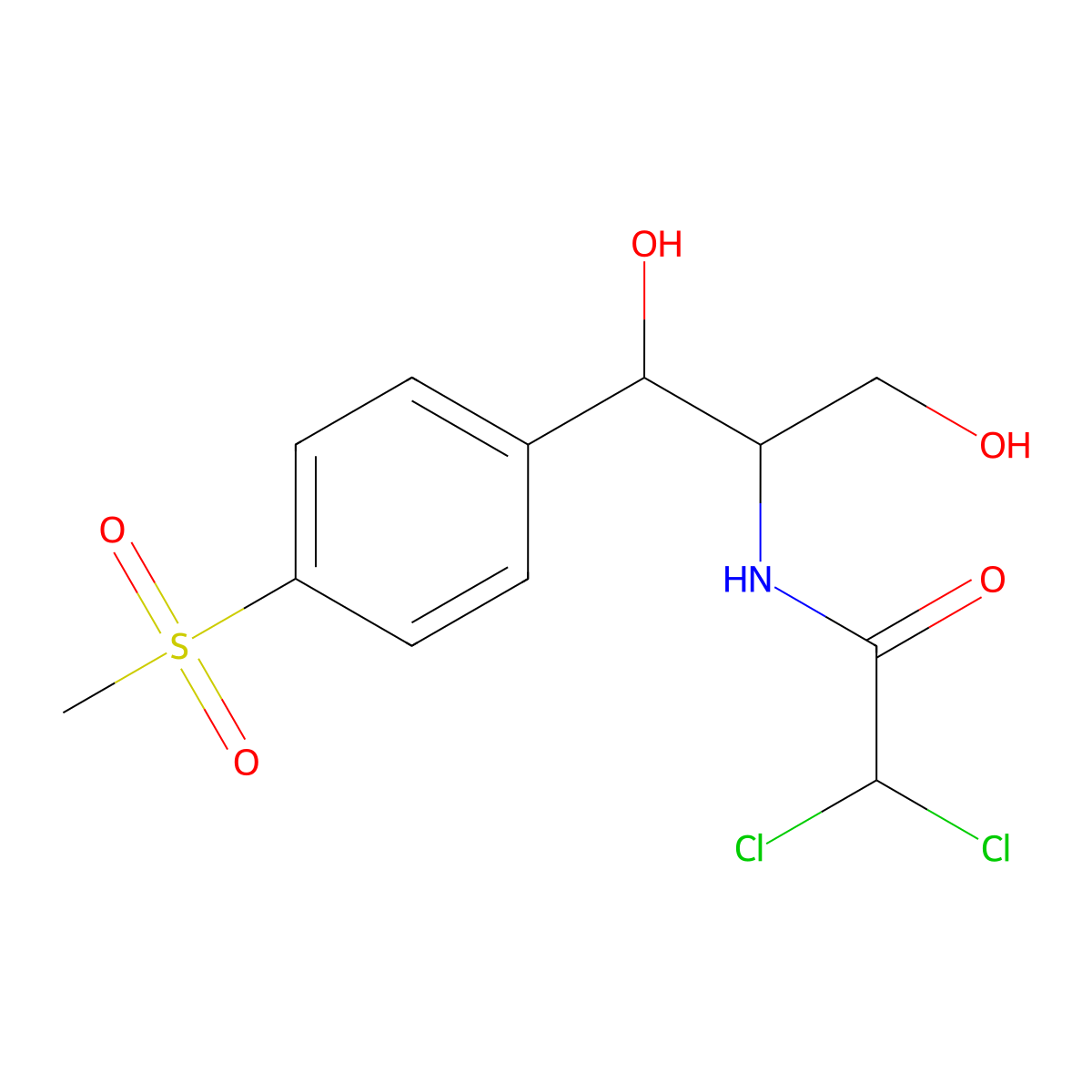 Racephenicol molecular structure, CAS 847-25-6