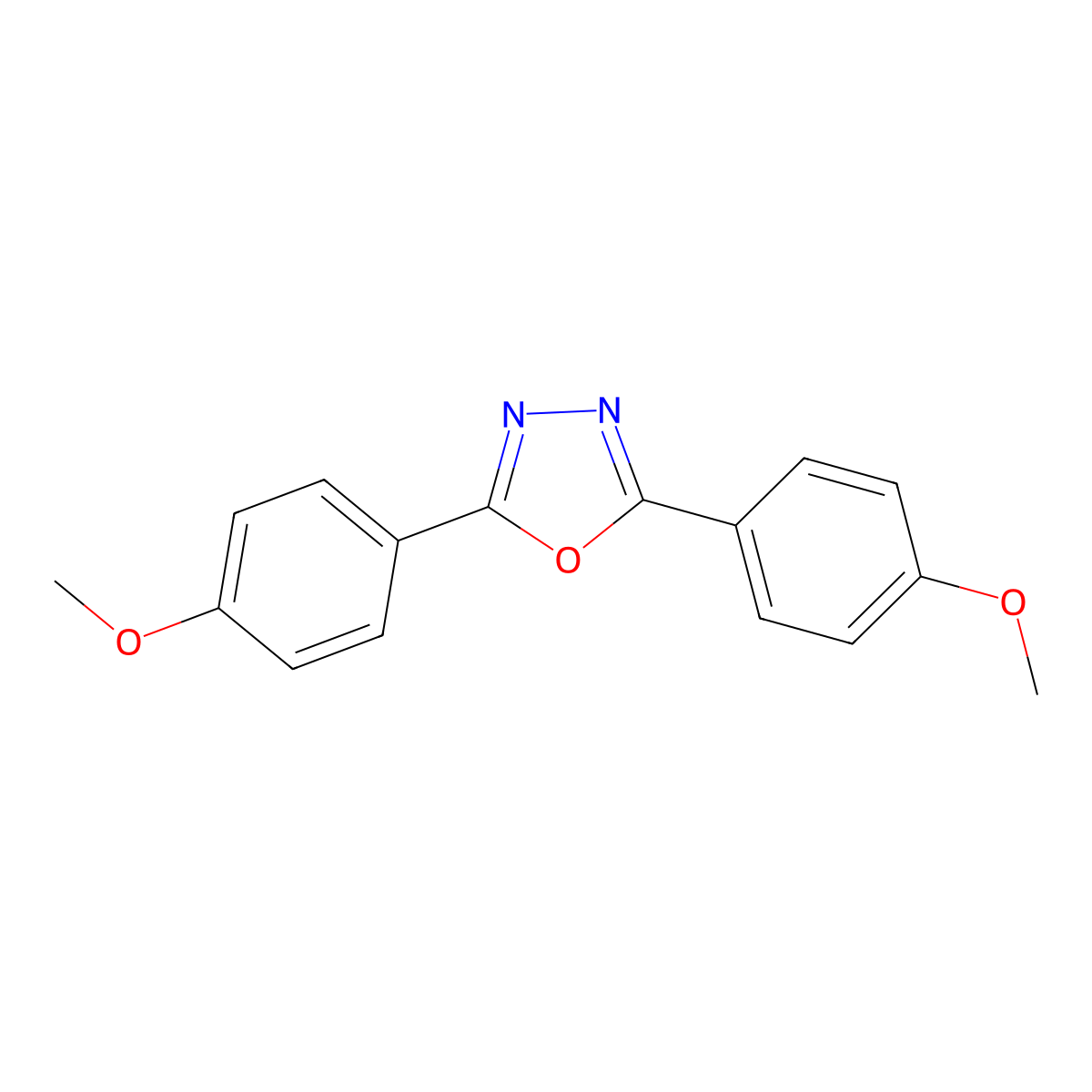 2,5-Bis(4-methoxyphenyl)-1,3,4-oxadiazole molecular structure, CAS 847-39-2