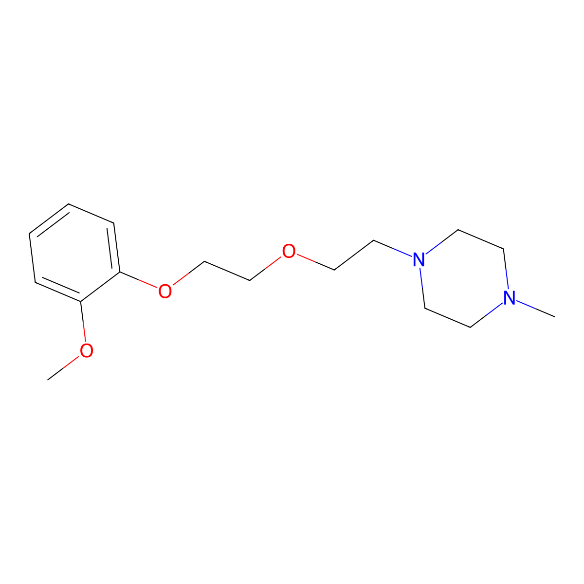 Piperazine, 1-(2-(2-(o-methoxyphenoxy)ethoxy)ethyl)-4-methyl- molecular structure, CAS 847-42-7