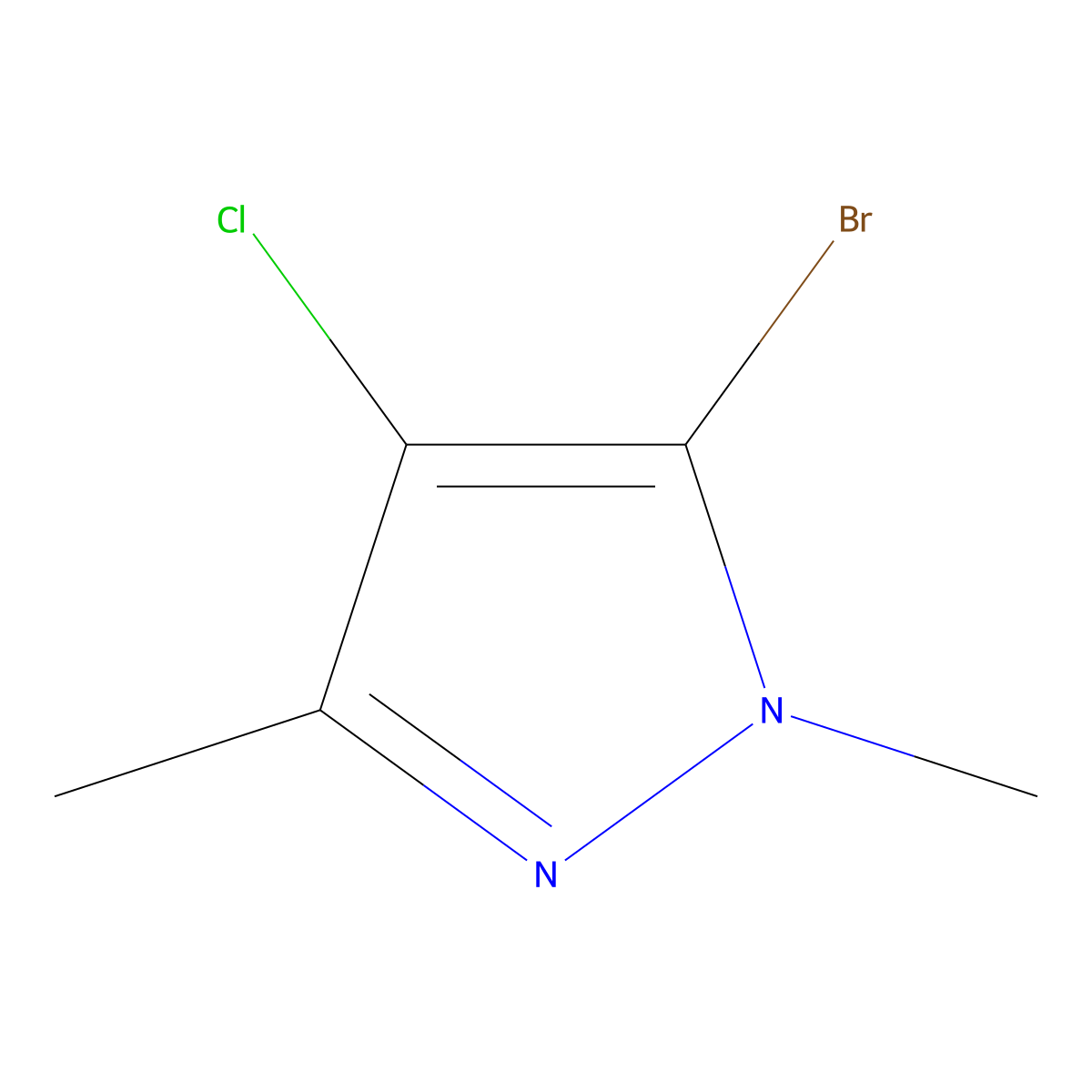 5-bromo-4-chloro-1,3-dimethyl-1H-pyrazole molecular structure, CAS 84703-28-6