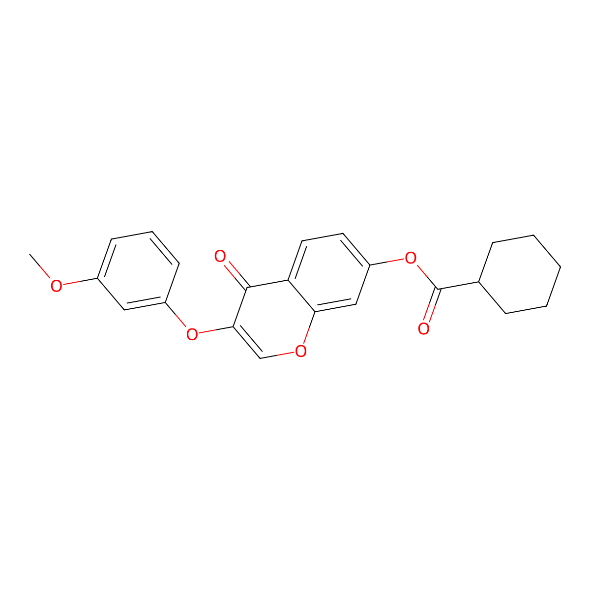 3-(3-methoxyphenoxy)-4-oxo-4H-chromen-7-yl cyclohexanecarboxylate molecular structure, CAS 847034-56-4