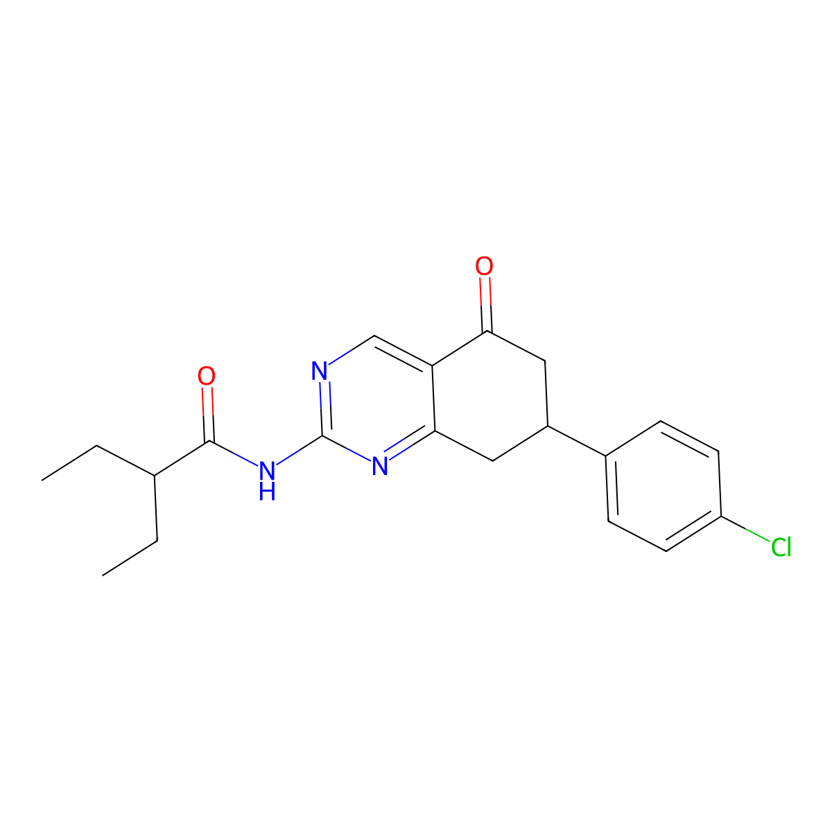 N-[7-(4-chlorophenyl)-5-oxo-5,6,7,8-tetrahydroquinazolin-2-yl]-2-ethylbutanamide molecular structure, CAS 847034-60-0
