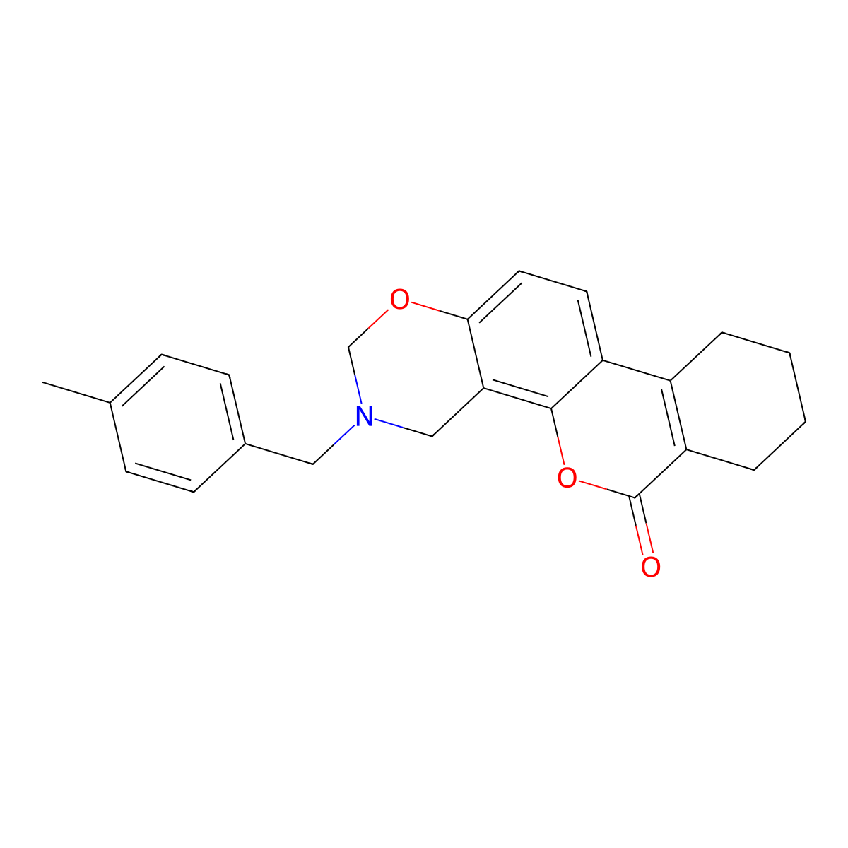 3-(4-methylbenzyl)-3,4,7,8,9,10-hexahydro-2H,6H-benzo[3,4]chromeno[8,7-e][1,3]oxazin-6-one molecular structure, CAS 847034-64-4