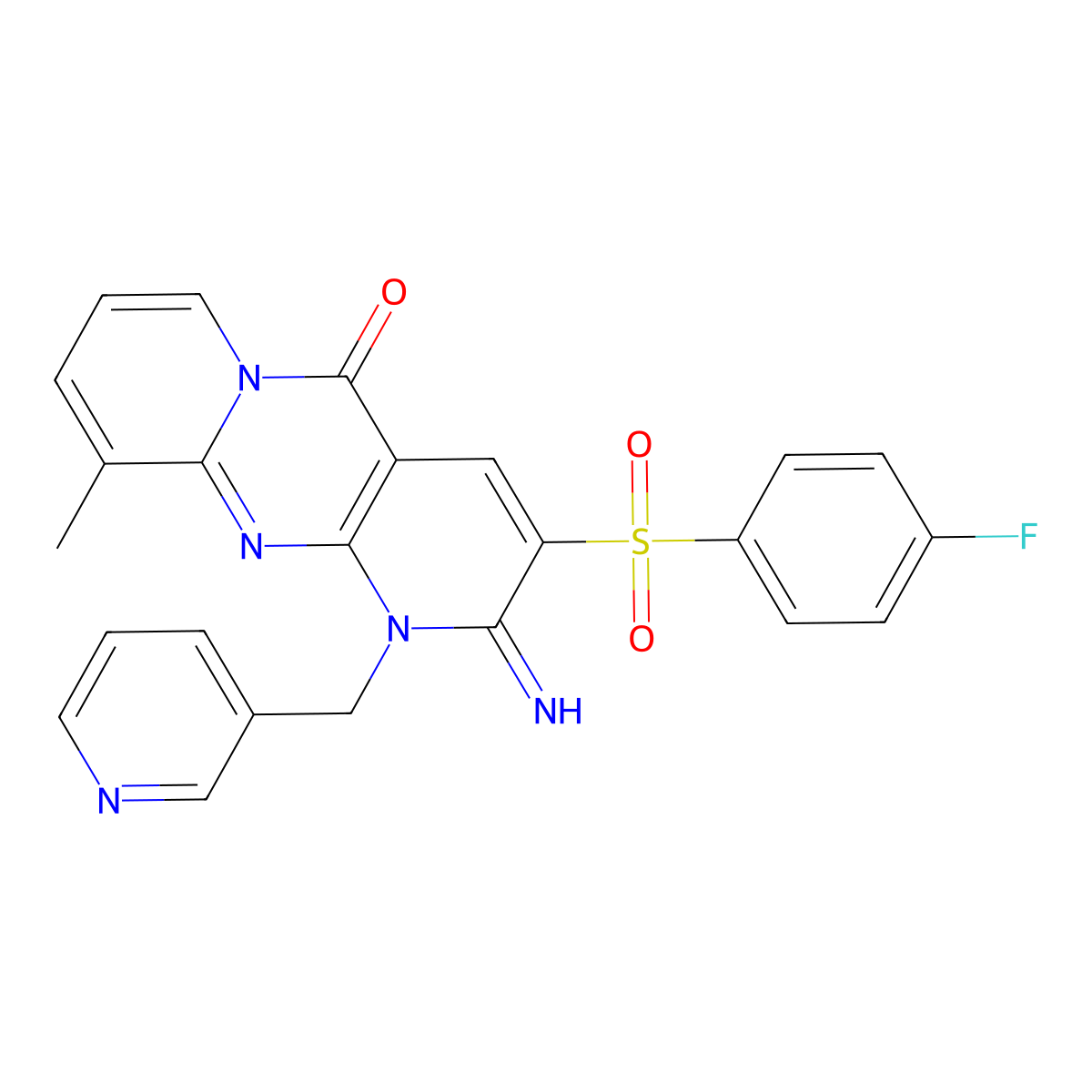 3-[(4-Fluorophenyl)sulfonyl]-2-imino-10-methyl-1-(3-pyridylmethyl)-1,6-dihydro pyridino[2,3-d]pyridino[1,2-a]pyrimidin-5-one molecular structure, CAS 847035-37-4
