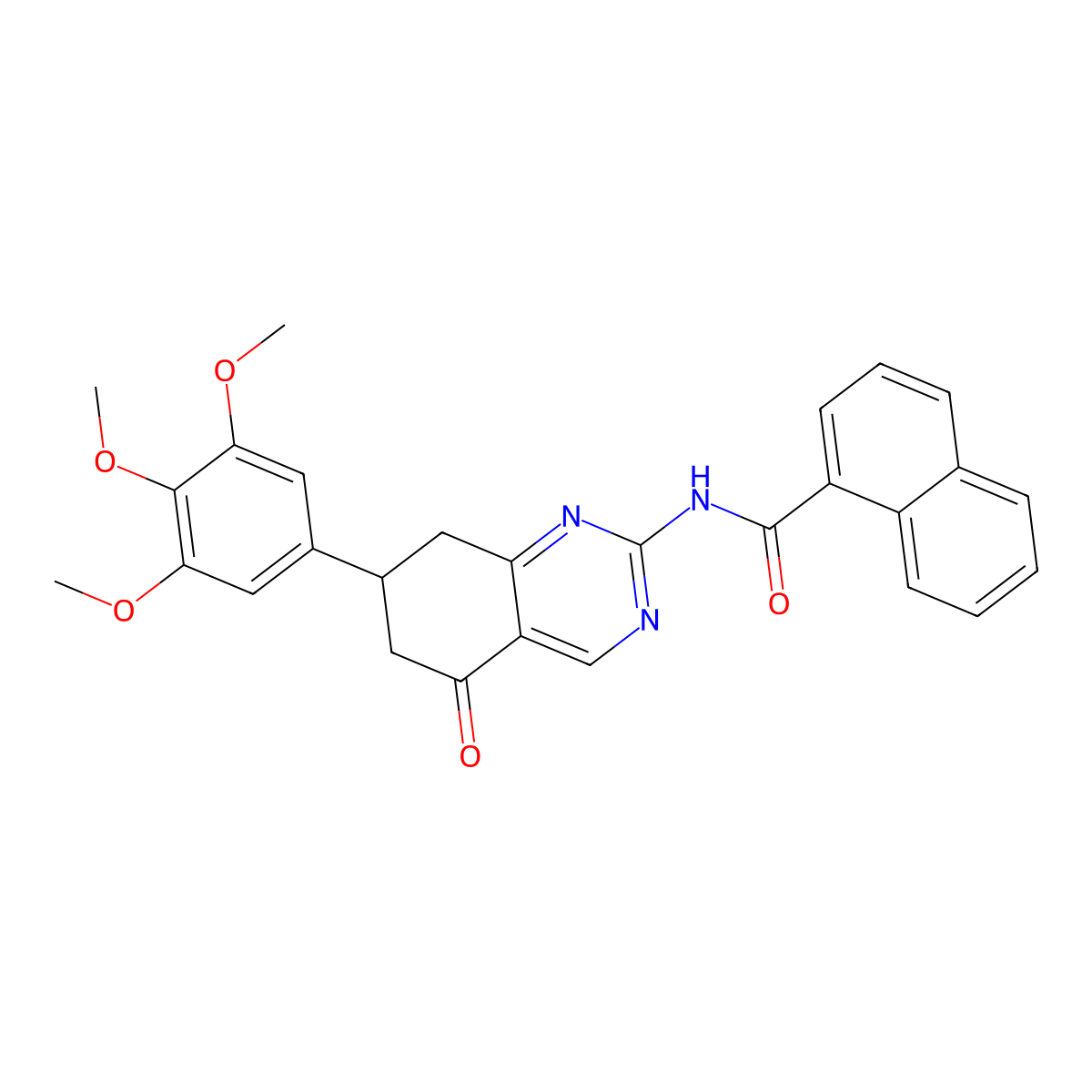 N-[5-oxo-7-(3,4,5-trimethoxyphenyl)-5,6,7,8-tetrahydroquinazolin-2-yl]naphthalene-1-carboxamide molecular structure, CAS 847035-52-3