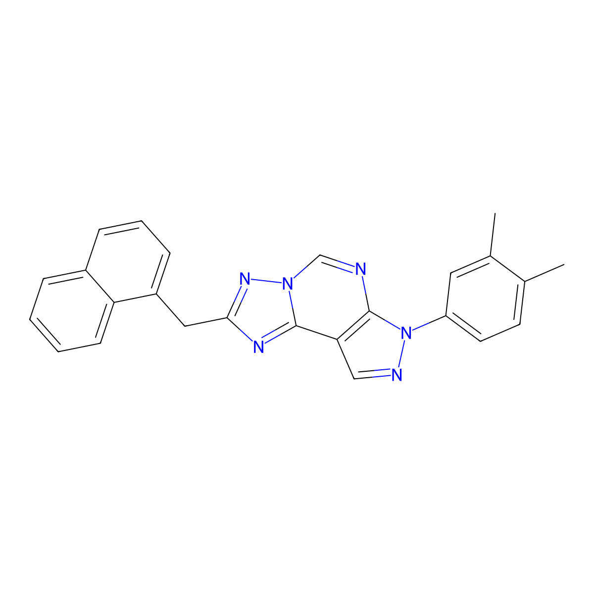 3-(3,4-Dimethylphenyl)-8-(naphthylmethyl)-6-hydropyrazolo[5,4-d]1,2,4-triazolo [1,5-e]pyrimidine molecular structure, CAS 847035-86-3