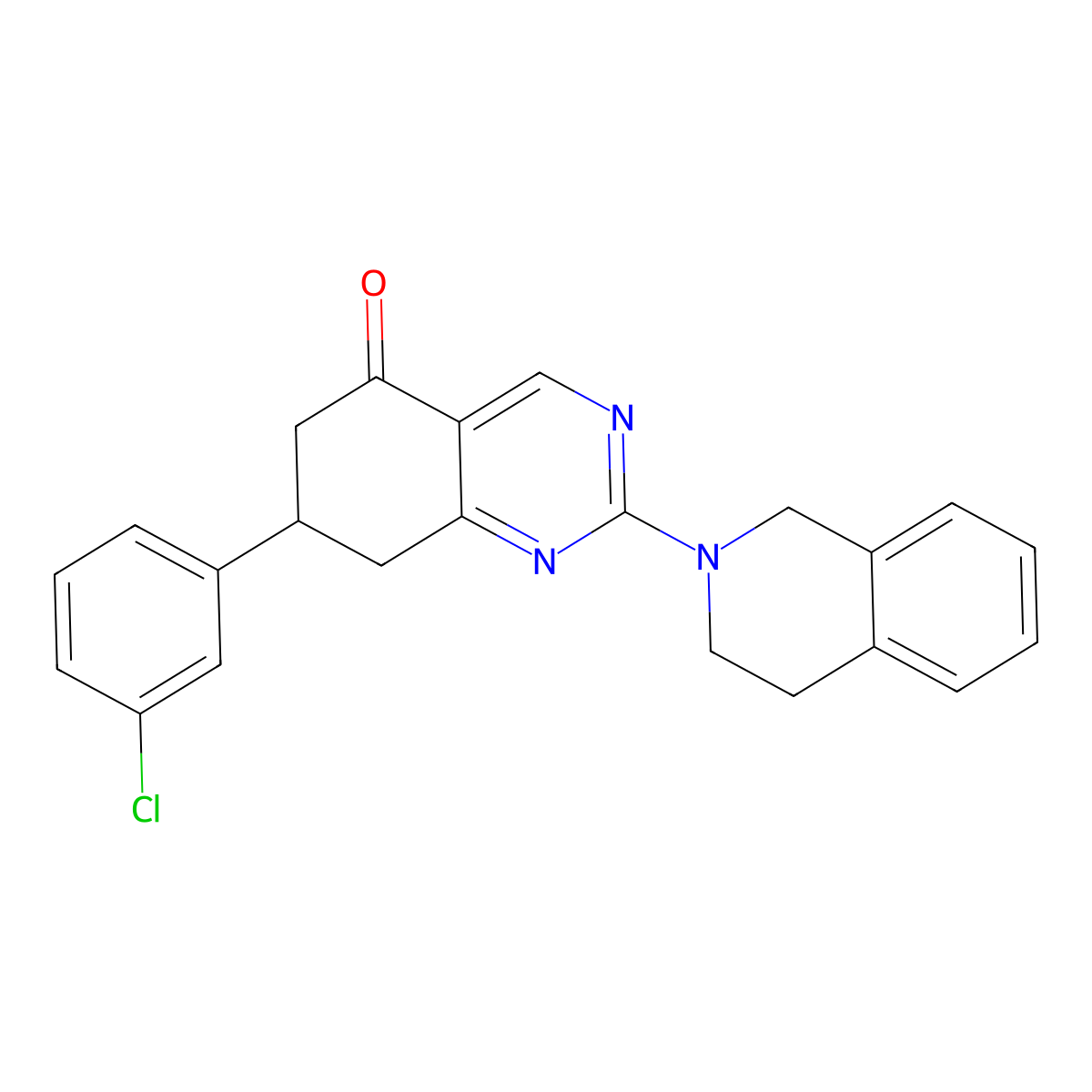 7-(3-chlorophenyl)-2-(3,4-dihydroisoquinolin-2(1H)-yl)-7,8-dihydroquinazolin-5(6H)-one molecular structure, CAS 847036-24-2