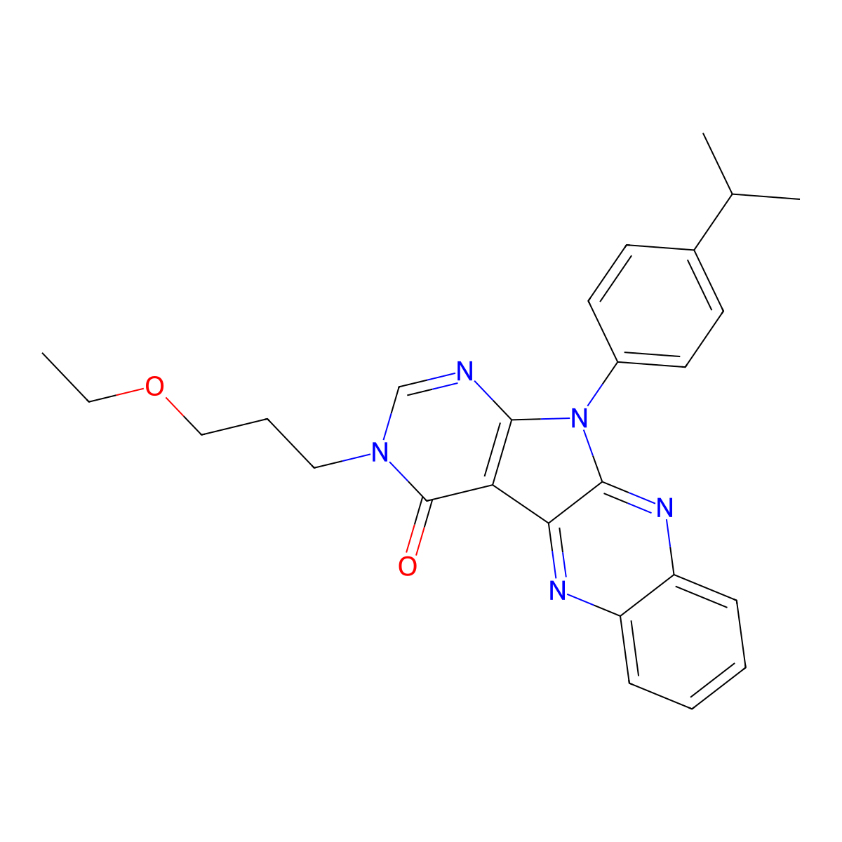 3-(3-ethoxypropyl)-11-(4-isopropylphenyl)-3H-pyrimido[5',4':4,5]pyrrolo[2,3-b]quinoxalin-4(11H)-one molecular structure, CAS 847036-35-5