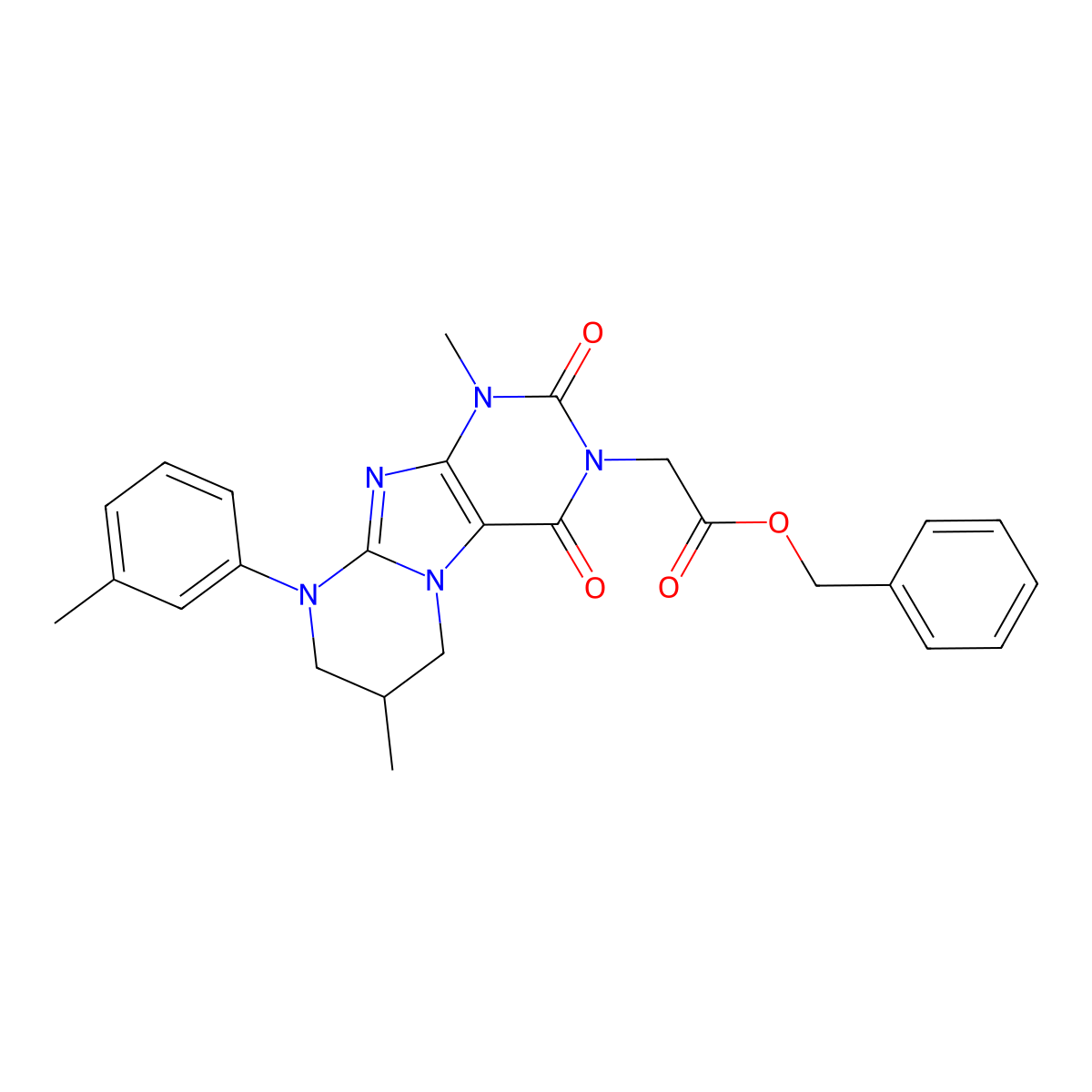 benzyl 2-[1,7-dimethyl-9-(3-methylphenyl)-2,4-dioxo-7,8-dihydro-6H-purino[7,8-a]pyrimidin-3-yl]acetate molecular structure, CAS 847036-68-4
