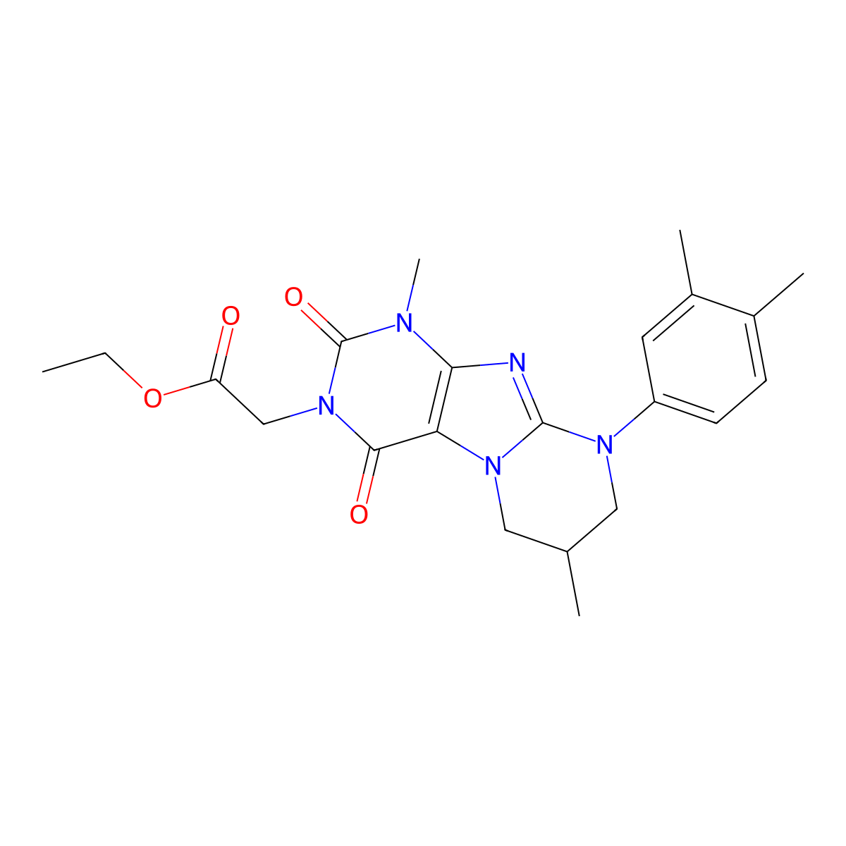 ethyl 2-[9-(3,4-dimethylphenyl)-1,7-dimethyl-2,4-dioxo-7,8-dihydro-6H-purino[7,8-a]pyrimidin-3-yl]acetate molecular structure, CAS 847036-78-6