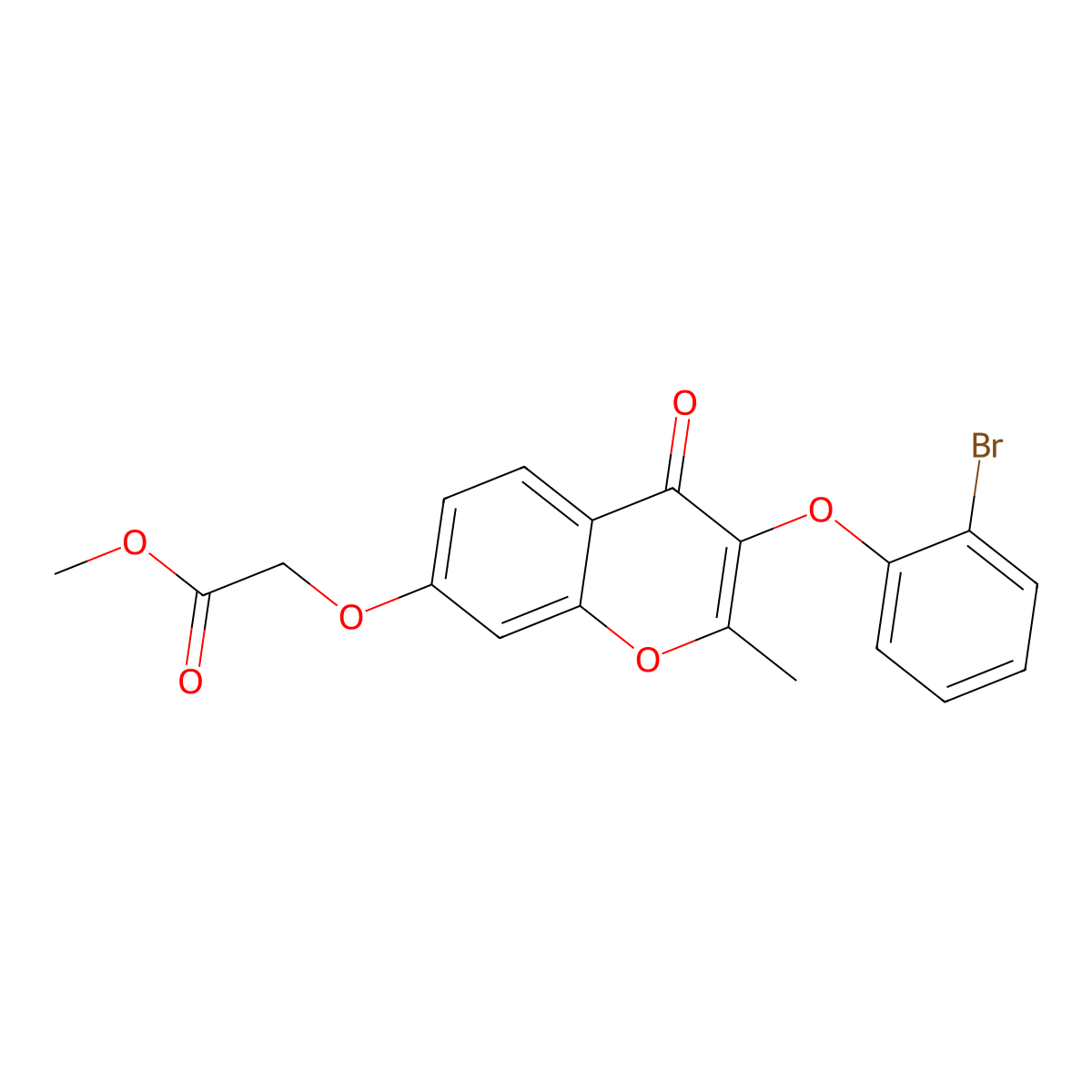Methyl 2-[3-(2-bromophenoxy)-2-methyl-4-oxochromen-7-yl]oxyacetate molecular structure, CAS 847037-42-7