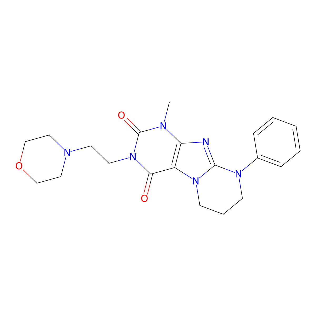 1-methyl-3-(2-morpholin-4-ylethyl)-9-phenyl-7,8-dihydro-6H-purino[7,8-a]pyrimidine-2,4-dione molecular structure, CAS 847037-49-4