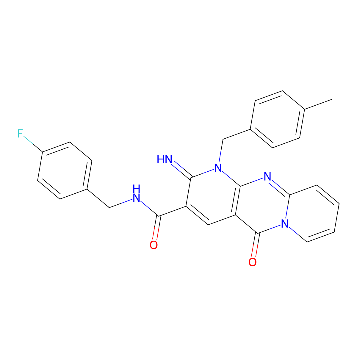 N~3~-(4-fluorobenzyl)-2-imino-1-(4-methylbenzyl)-5-oxo-1,5-dihydro-2H-dipyrido[1,2-a:2,3-d]pyrimidine-3-carboxamide molecular structure, CAS 847038-98-6