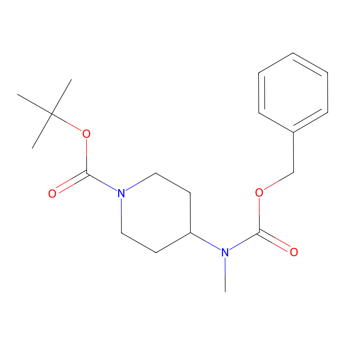Benzyl 1-(tert-butoxycarbonyl)piperidin-4-ylmethylcarbamate molecular structure, CAS 847039-05-8