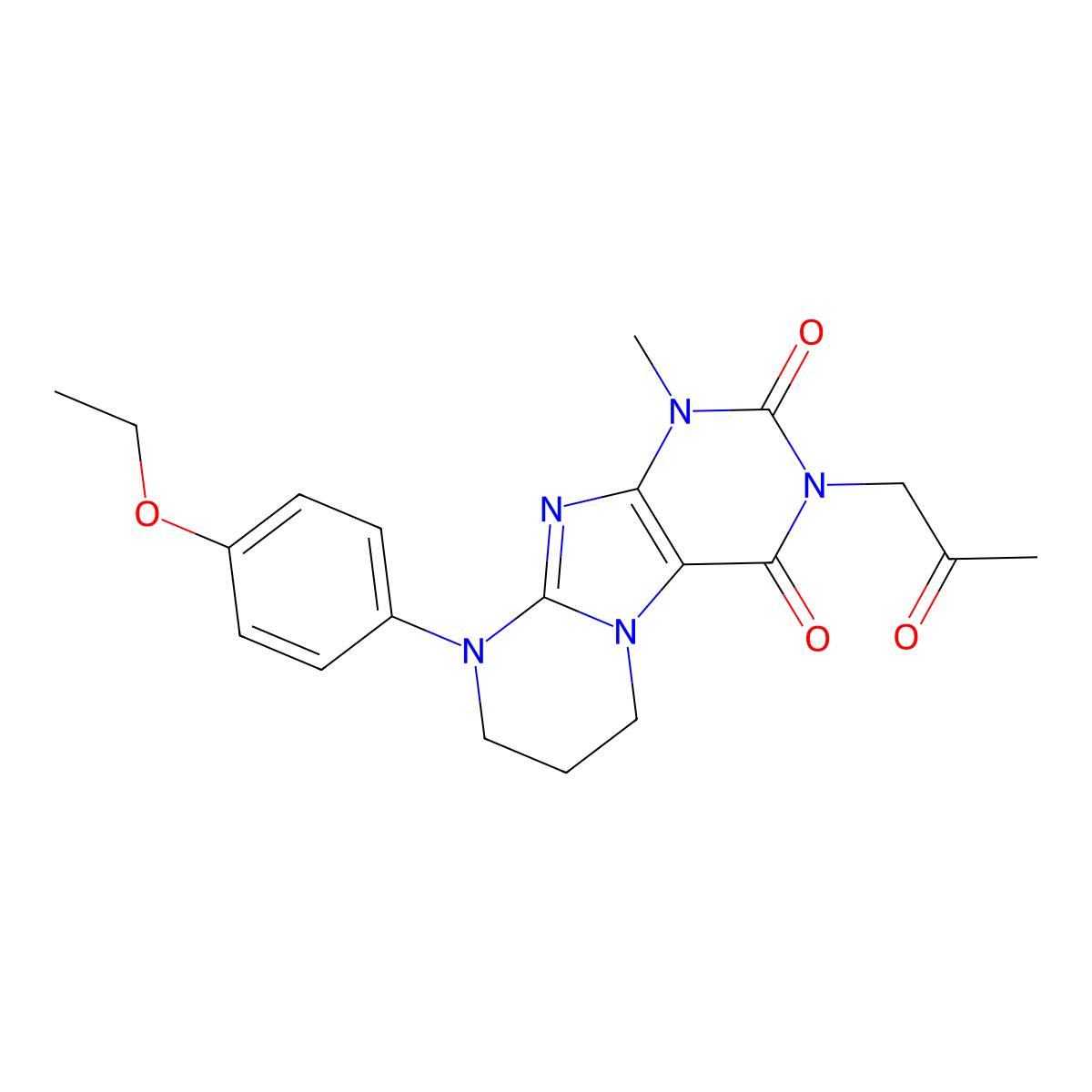 9-(4-ethoxyphenyl)-1-methyl-3-(2-oxopropyl)-6,7,8,9-tetrahydropyrimido[2,1-f]purine-2,4(1H,3H)-dione molecular structure, CAS 847039-18-3