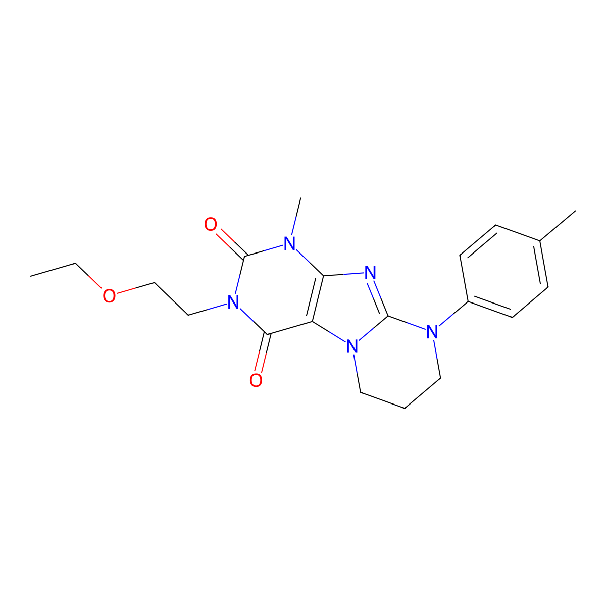 3-(2-ethoxyethyl)-1-methyl-9-(4-methylphenyl)-7,8-dihydro-6H-purino[7,8-a]pyrimidine-2,4-dione molecular structure, CAS 847039-27-4