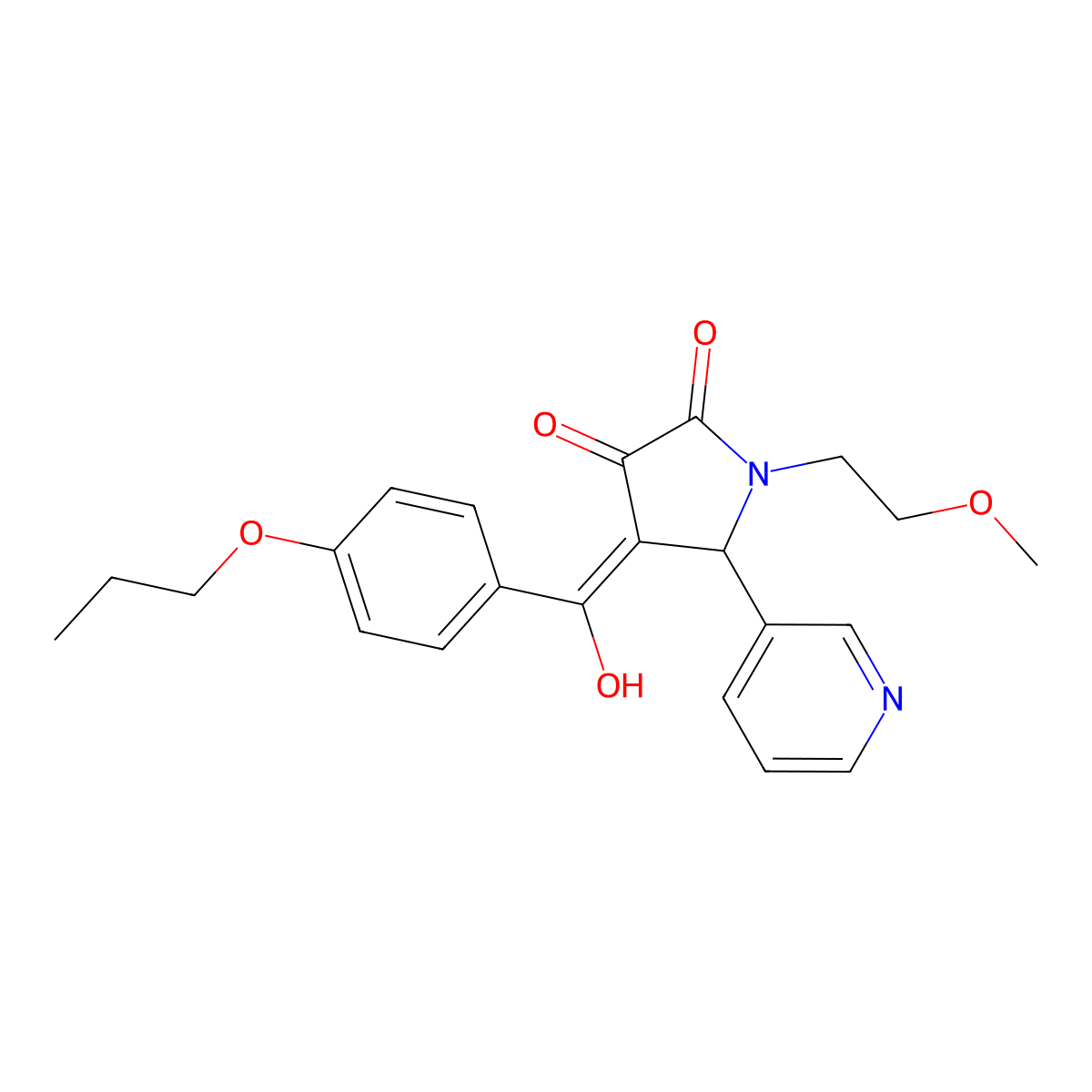 3-hydroxy-1-(2-methoxyethyl)-4-(4-propoxybenzoyl)-5-(pyridin-3-yl)-2,5-dihydro-1H-pyrrol-2-one molecular structure, CAS 847039-41-2