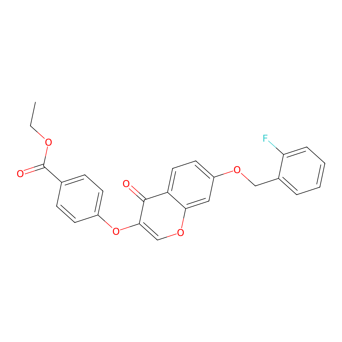 Ethyl 4-[7-[(2-fluorophenyl)methoxy]-4-oxochromen-3-yl]oxybenzoate molecular structure, CAS 847039-42-3