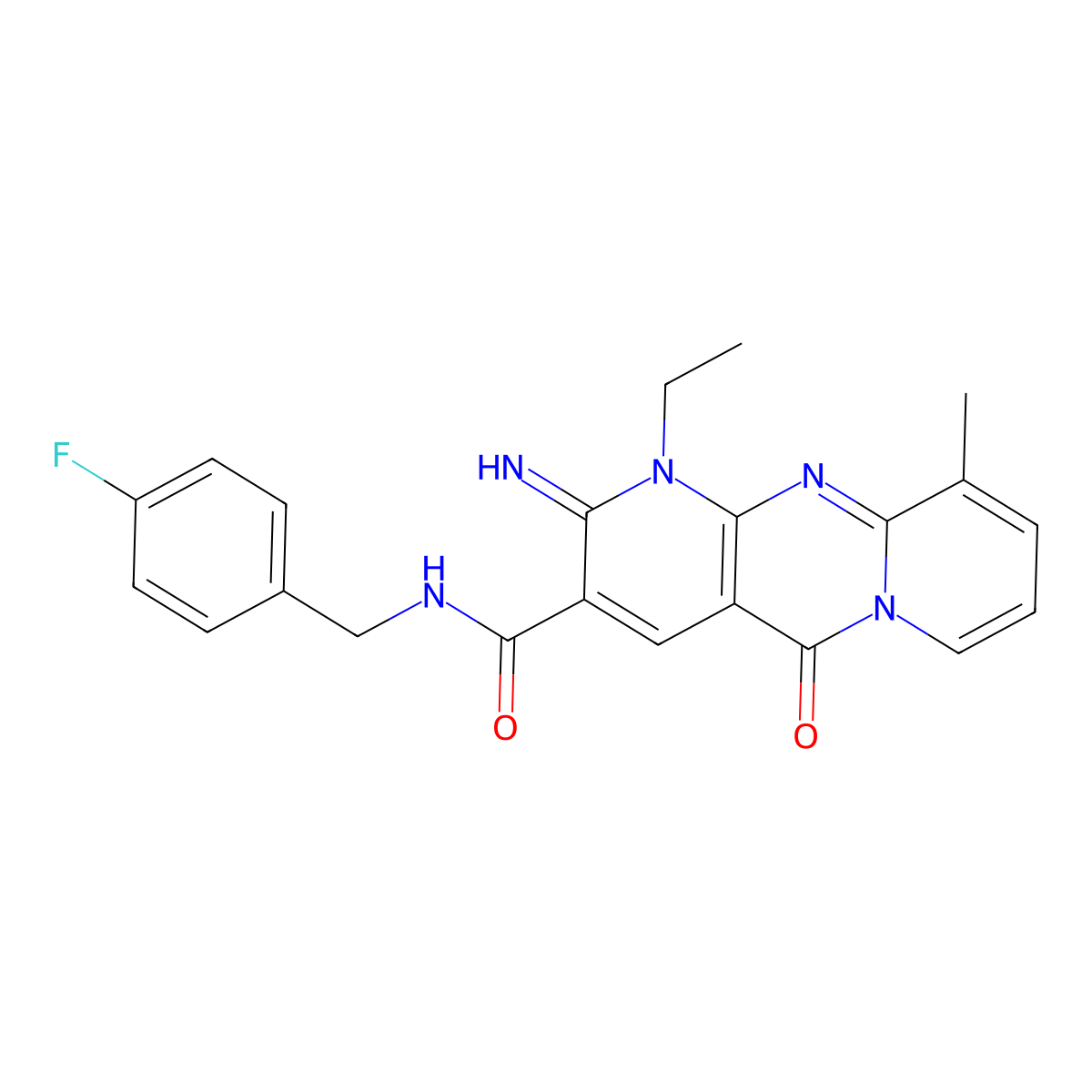 1-ethyl-N-(4-fluorobenzyl)-2-imino-10-methyl-5-oxo-1,5-dihydro-2H-dipyrido[1,2-a:2',3'-d]pyrimidine-3-carboxamide molecular structure, CAS 847039-64-9