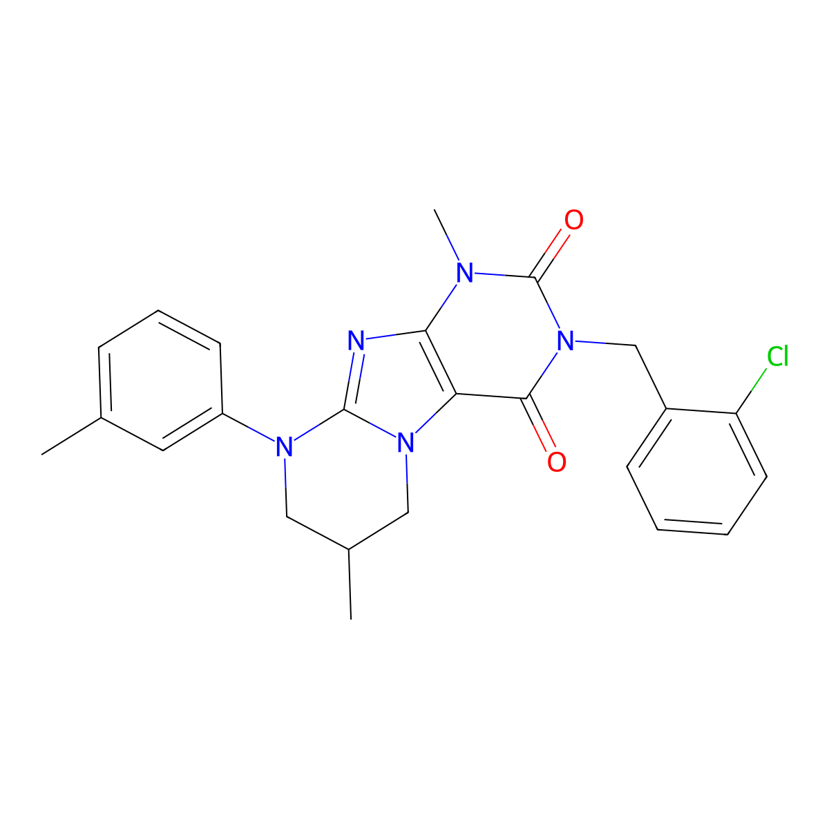 3-[(2-chlorophenyl)methyl]-1,7-dimethyl-9-(3-methylphenyl)-7,8-dihydro-6H-purino[7,8-a]pyrimidine-2,4-dione molecular structure, CAS 847039-95-6