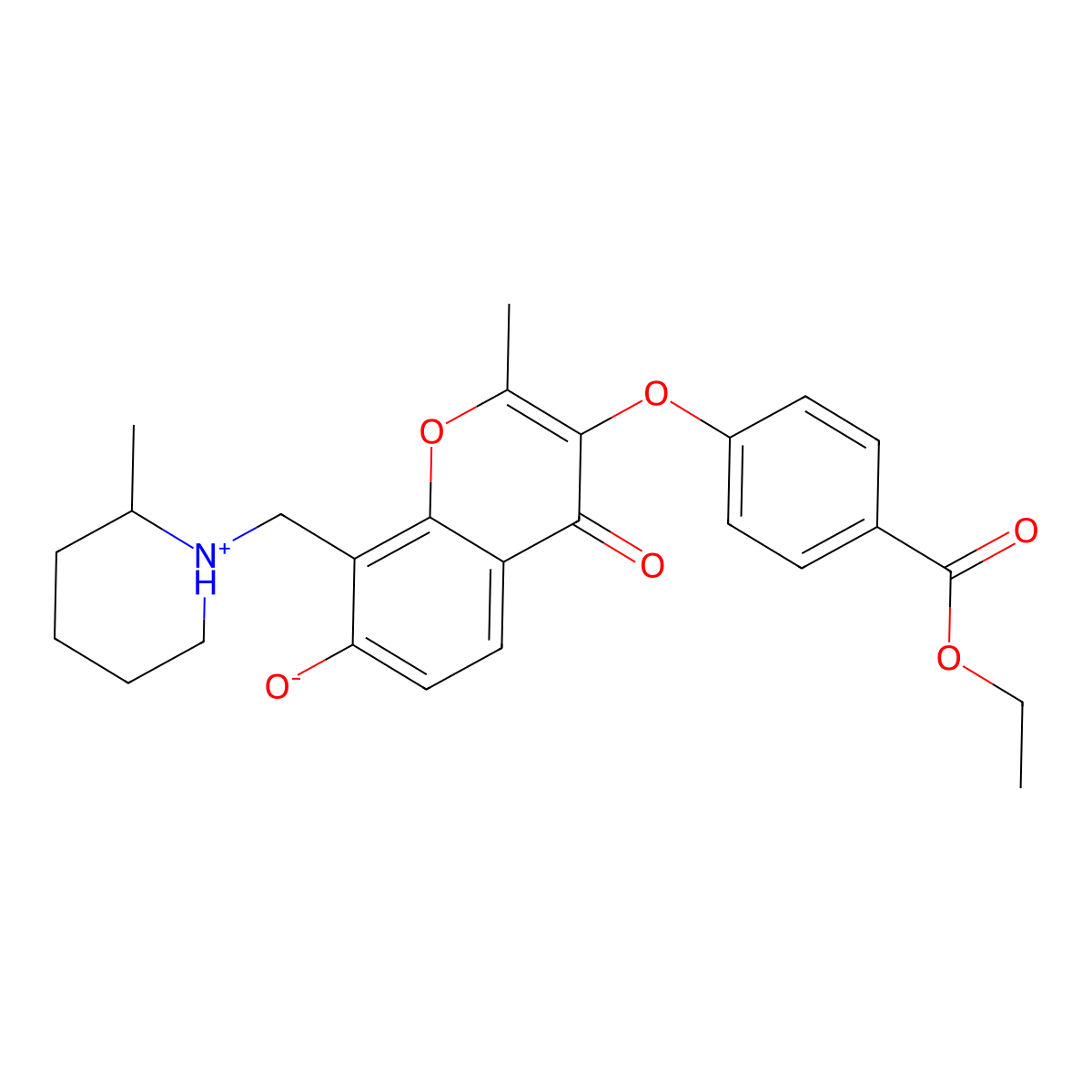 ethyl 4-({7-hydroxy-2-methyl-8-[(2-methylpiperidin-1-yl)methyl]-4-oxo-4H-chromen-3-yl}oxy)benzoate molecular structure, CAS 847040-26-0