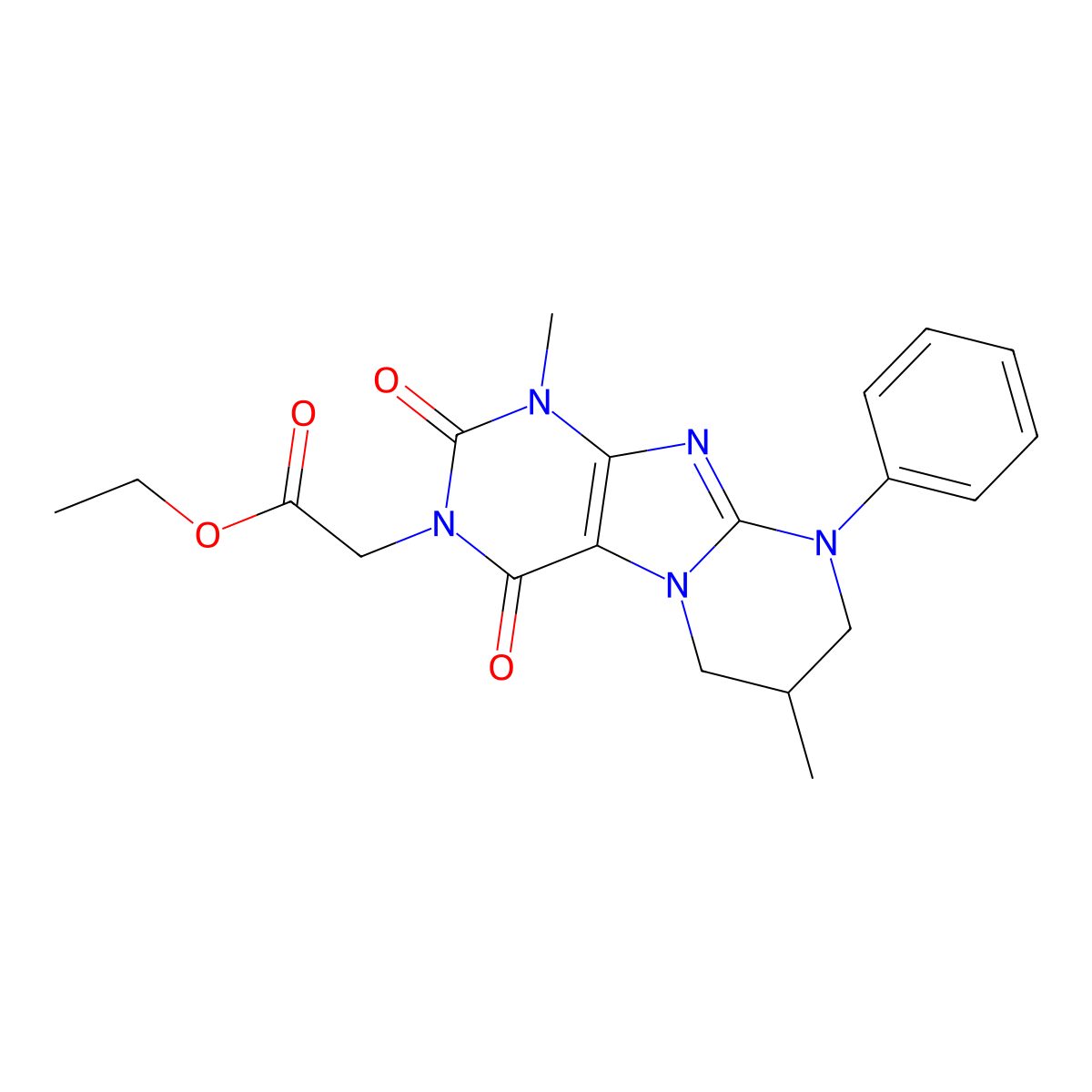 ethyl 2-(1,7-dimethyl-2,4-dioxo-9-phenyl-7,8-dihydro-6H-purino[7,8-a]pyrimidin-3-yl)acetate molecular structure, CAS 847040-31-7