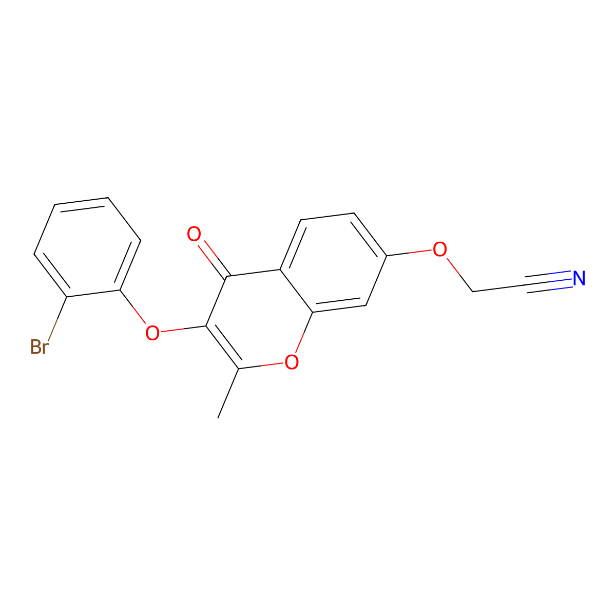 2-((3-(2-bromophenoxy)-2-methyl-4-oxo-4H-chromen-7-yl)oxy)acetonitrile molecular structure, CAS 847044-98-8