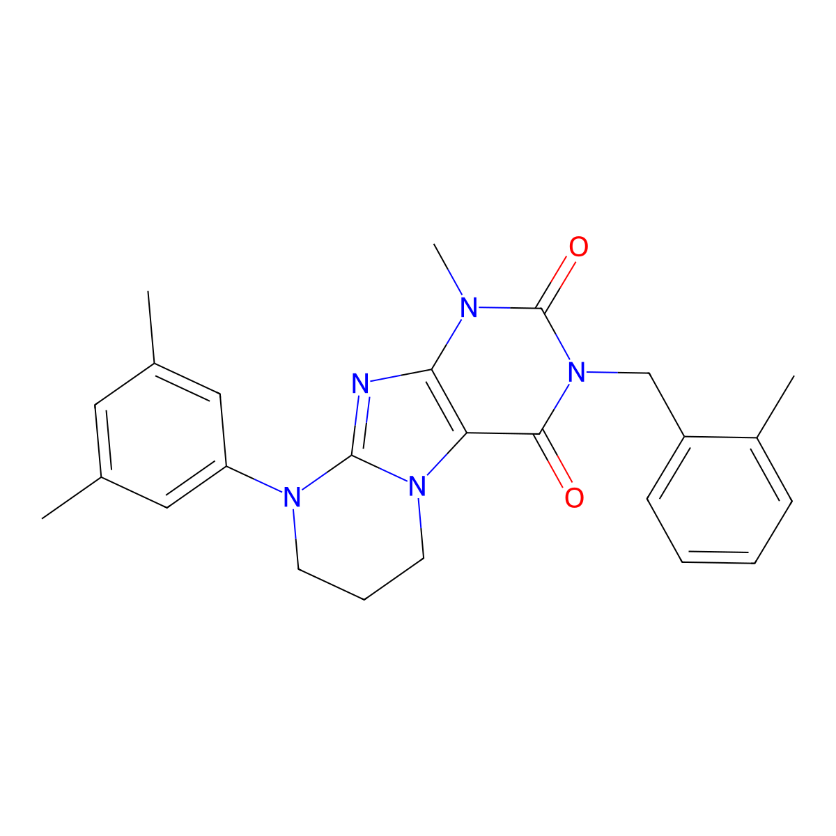 9-(3,5-dimethylphenyl)-1-methyl-3-[(2-methylphenyl)methyl]-7,8-dihydro-6H-purino[7,8-a]pyrimidine-2,4-dione molecular structure, CAS 847045-65-2
