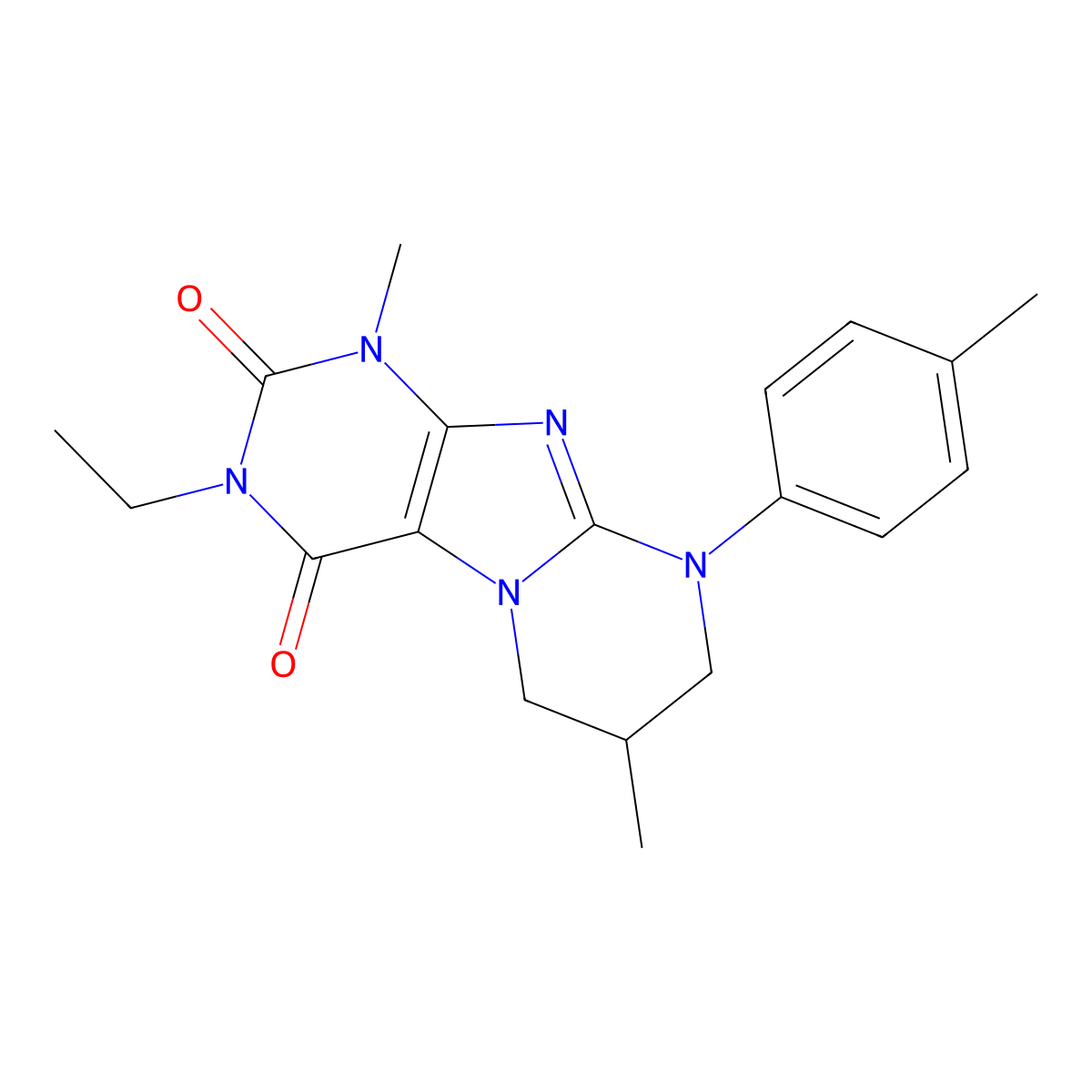 3-ethyl-1,7-dimethyl-9-(4-methylphenyl)-7,8-dihydro-6H-purino[7,8-a]pyrimidine-2,4-dione molecular structure, CAS 847046-09-7