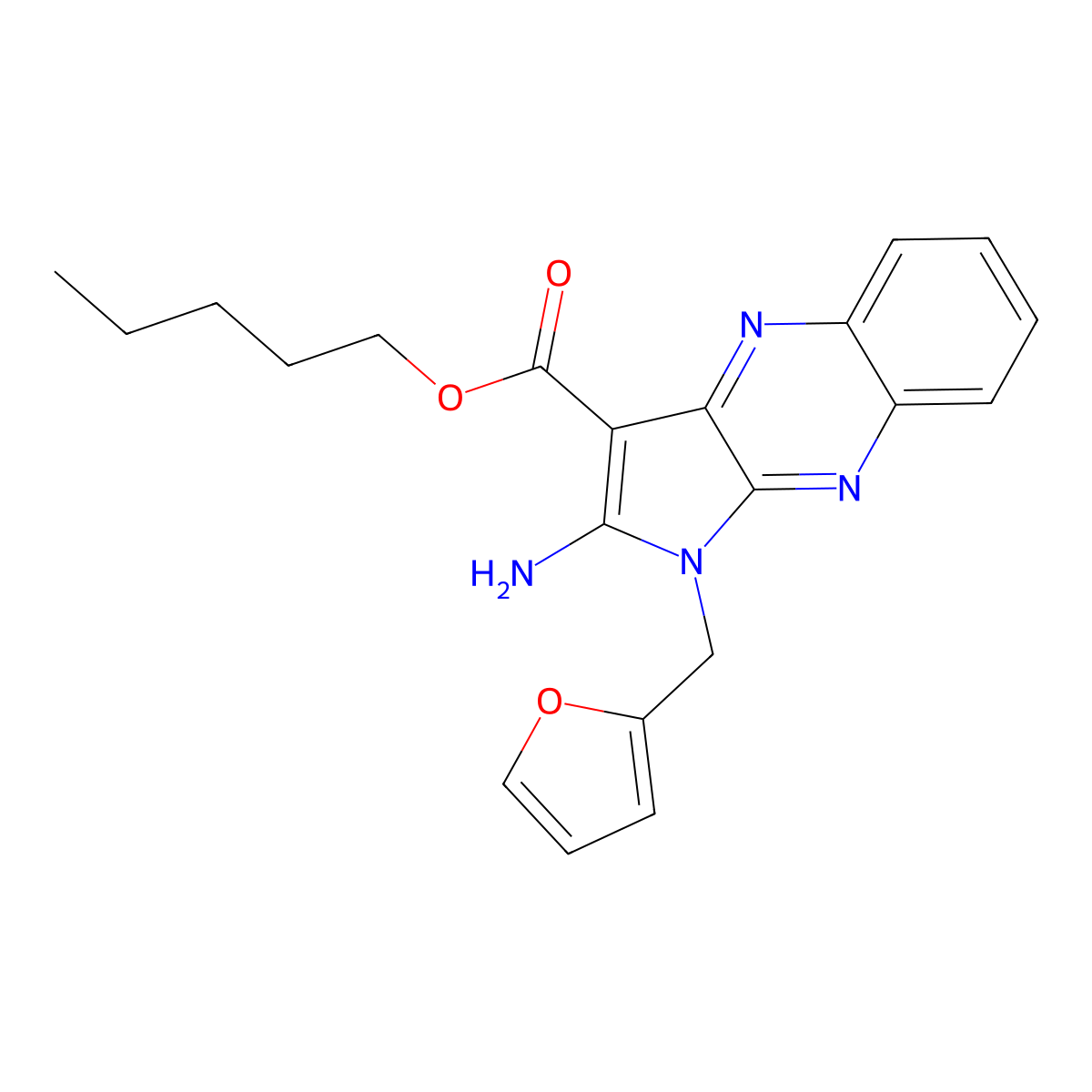pentyl 2-amino-1-(furan-2-ylmethyl)-1H-pyrrolo[2,3-b]quinoxaline-3-carboxylate molecular structure, CAS 847046-12-2