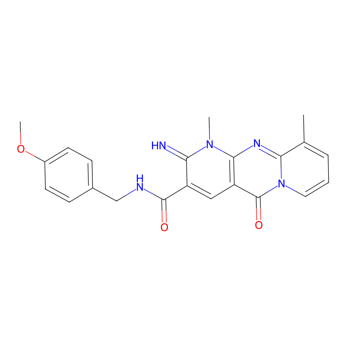 2-imino-N-(4-methoxybenzyl)-1,10-dimethyl-5-oxo-1,5-dihydro-2H-dipyrido[1,2-a:2,3-d]pyrimidine-3-carboxamide molecular structure, CAS 847046-56-4
