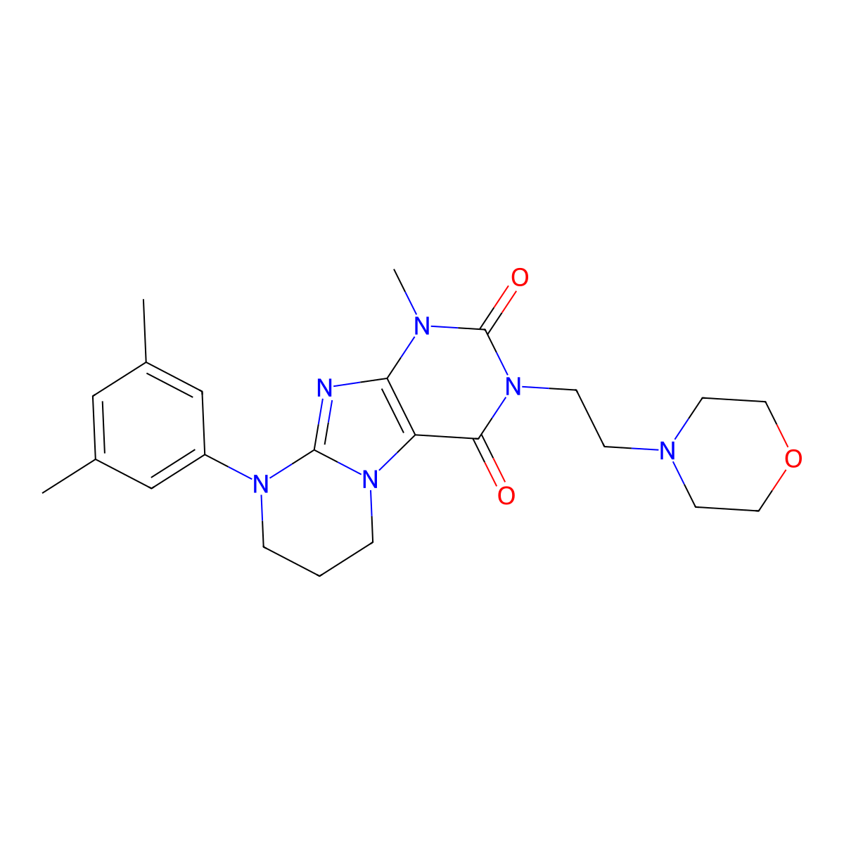 9-(3,5-dimethylphenyl)-1-methyl-3-(2-morpholin-4-ylethyl)-7,8-dihydro-6H-purino[7,8-a]pyrimidine-2,4-dione molecular structure, CAS 847046-82-6